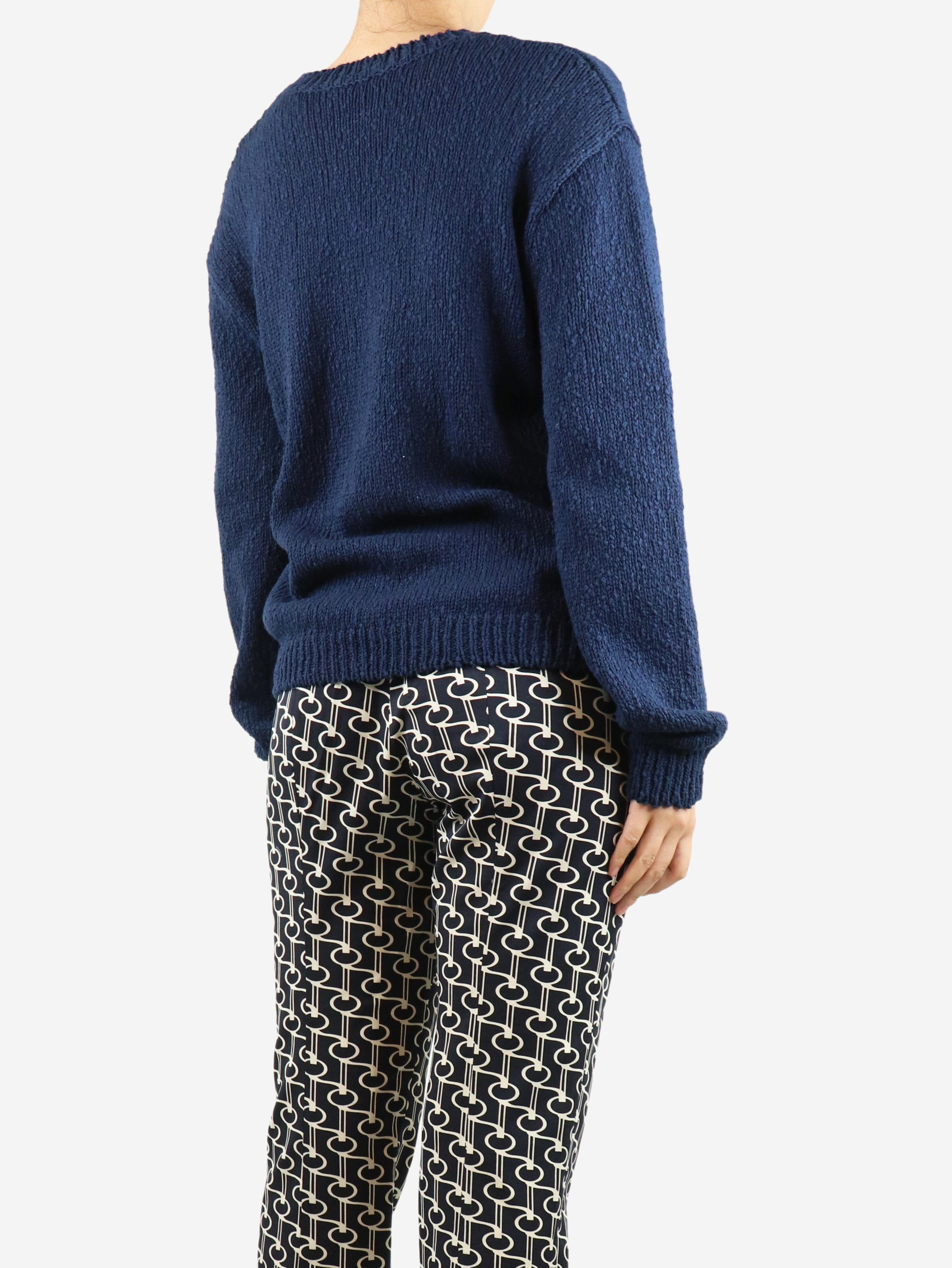 Premium Blue Heavyweight Wool Blend Sweater for Men & Women - Size S - Warm & Stylish Winter Pullover for Casual Outfits & Outdoor Activities
