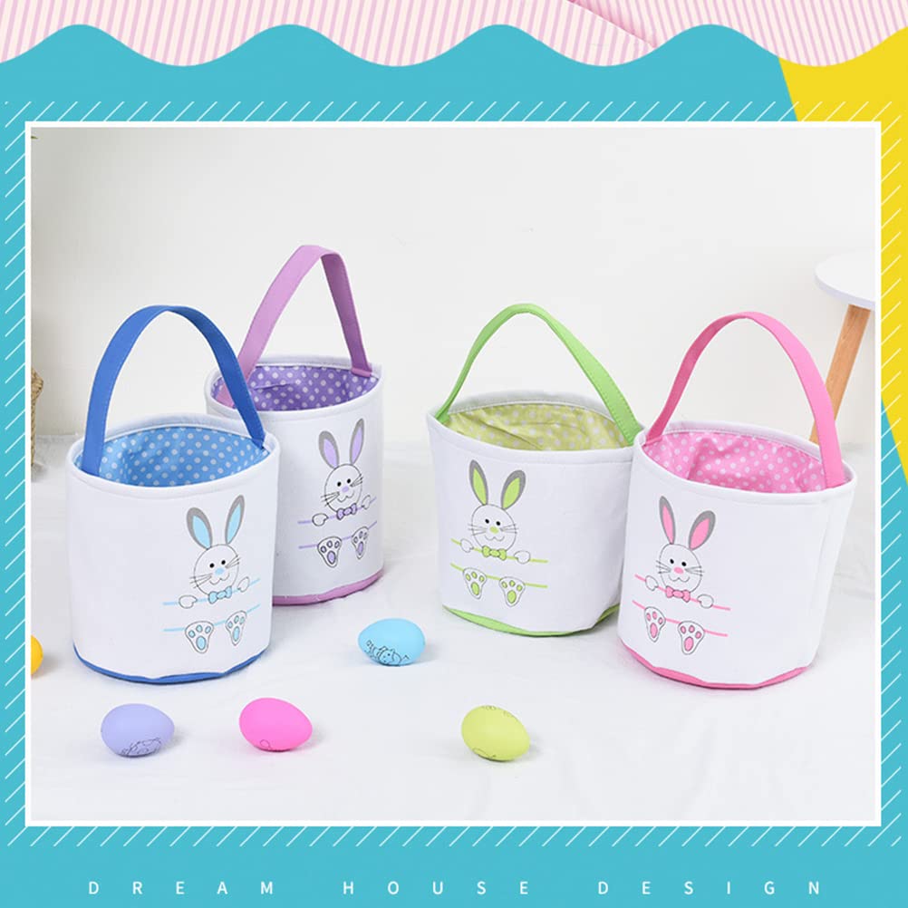Easter Bunny Basket Bag - Cotton Canvas Tote for Kids Gift & Party Decoration - Egg Hunt & Easter Celebrations