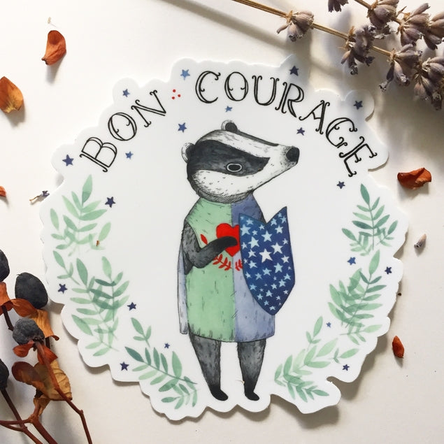 Bon Courage Sticker - Motivational French Quote Decals for Laptops, Water Bottles & Notebooks - Perfect for Students, Office & Home Decor