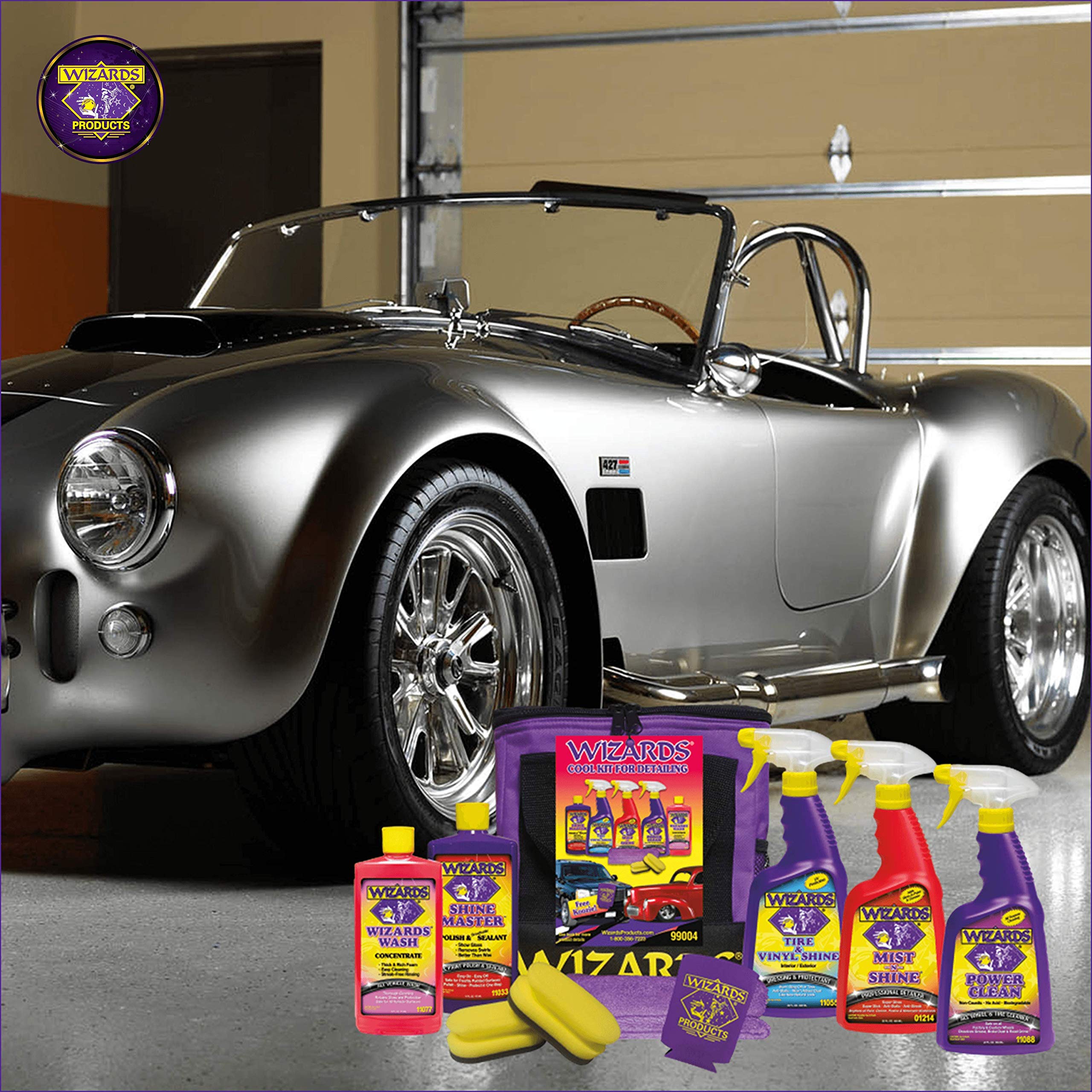 Premium 7-Piece Car Detailing Kit - Wizards Auto Cleaning Set with Mist & Shine, Tire & Vinyl Shine, Wash & Shine Master - Complete Car Care for Detailing, Washing & Polishing - Perfect Gift for Car Enthusiasts & DIY Auto Cleaning
