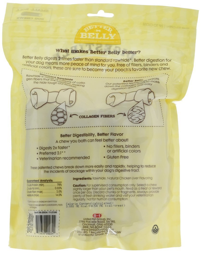 Better Belly Small Roll Bones for Dogs - 60 Count (3 Packs of 20) | Natural Chew Treats for Puppies & Small Breeds | Supports Dental Health & Reduces Anxiety - Perfect for Training, Teething & Playtime