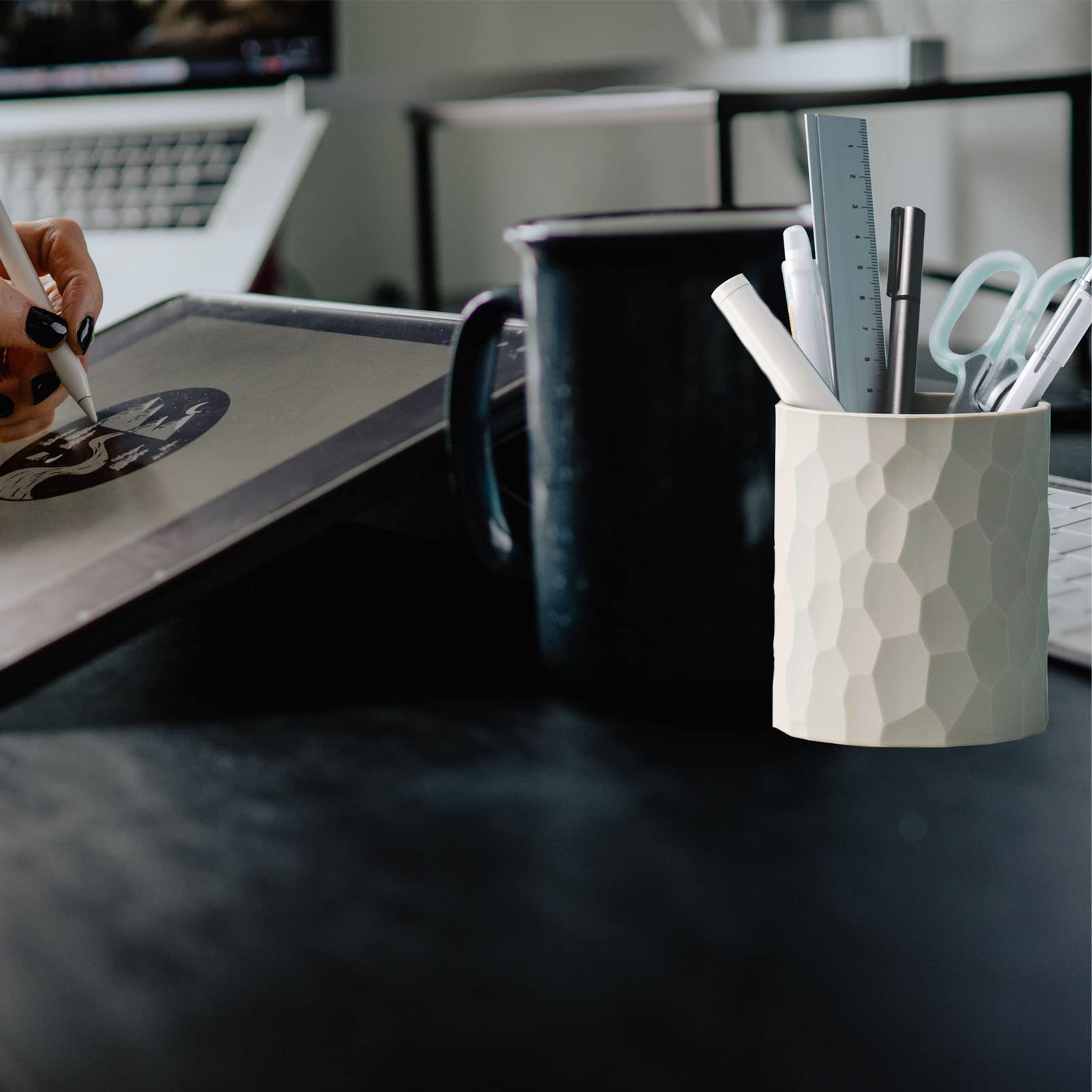 Nordic Style Silicone Waterproof Pen Holder - Modern Minimalist Desk Organizer for Pencils, Makeup & Office Supplies | Home, School & Kids Use | Light Grey