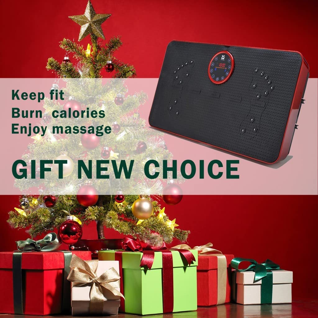 Visdron Red Vibration Plate Exercise Machine with Resistance Bands & Remote Control - Full Body Workout for Weight Loss, Muscle Toning & Calorie Burning | Home Gym Equipment with Music Training Mode | Perfect Gift for Fitness Enthusiasts (Red, 341) | Ideal for Home Workouts, Physical Therapy & Recovery