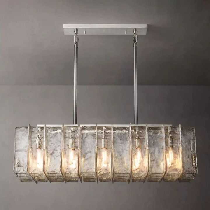 Corinna Modern Rectangular Chandelier - 49 Inch LED Crystal Ceiling Light Fixture for Dining Room, Living Room, Bedroom & Entryway