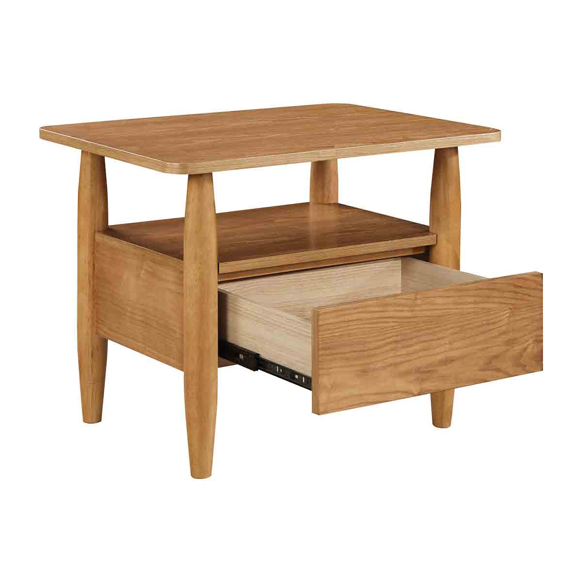 Modern Nightstand with Drawer - Wooden Bedside Table for Bedroom, Living Room & Office - Compact Storage End Table with Shelf