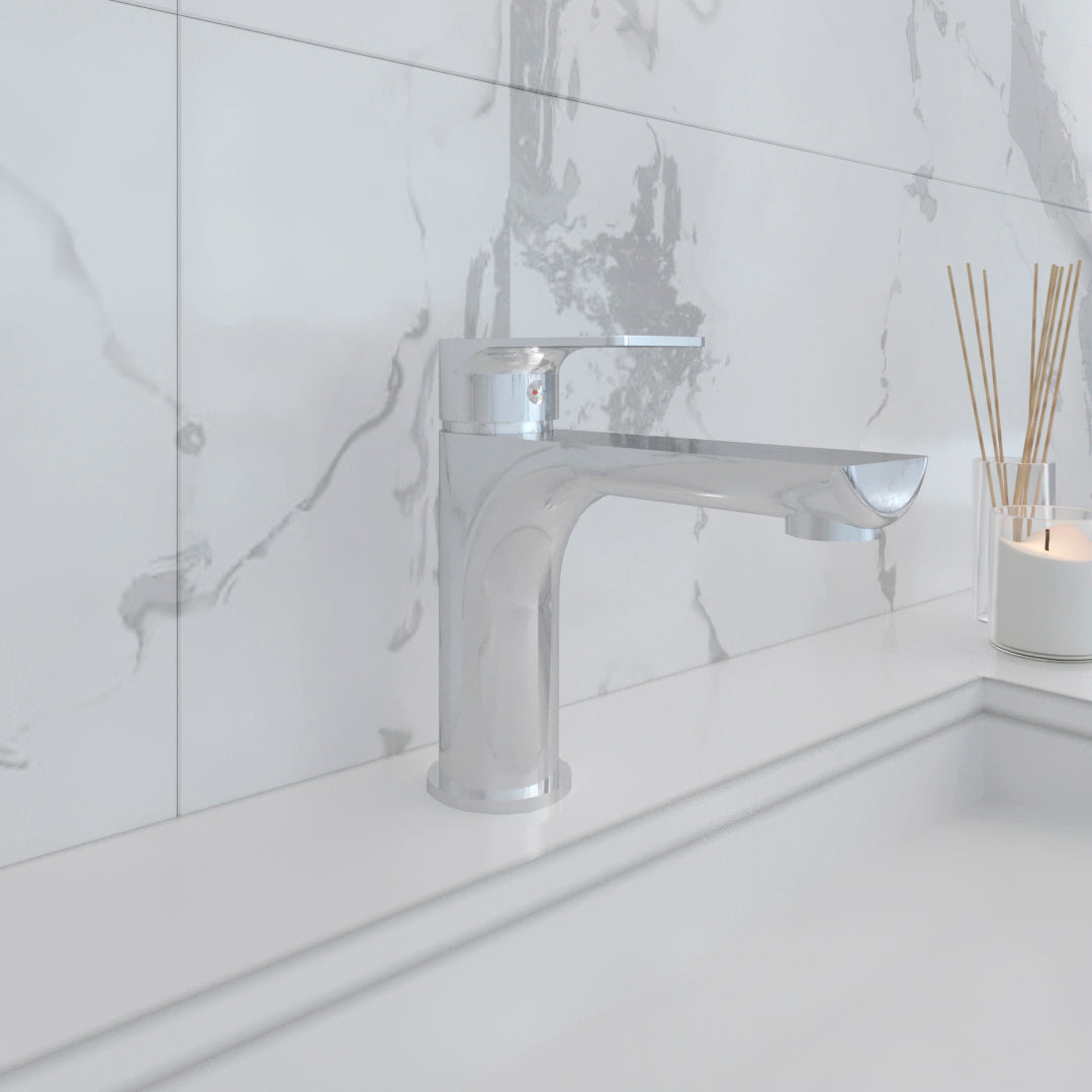 DAX 8108A Single Handle Bathroom Faucet - Modern Chrome Finish for Sink Vanity - Perfect for Home, Hotel & Commercial Use