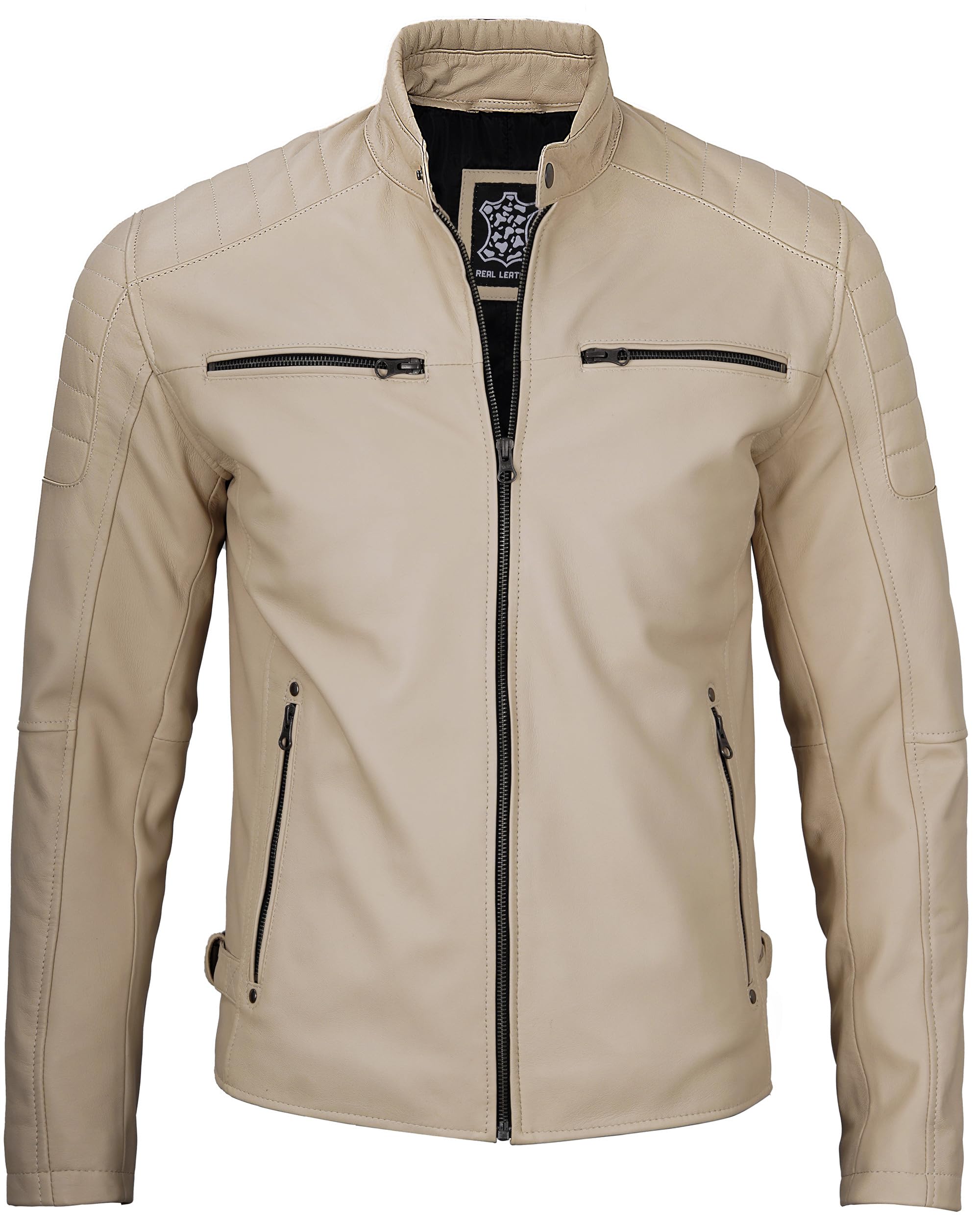 Decrum Men's Genuine Lambskin Leather Jacket - Stylish Casual Biker Jacket for Men | Perfect for Motorcycle Riding, Night Out & Everyday Wear