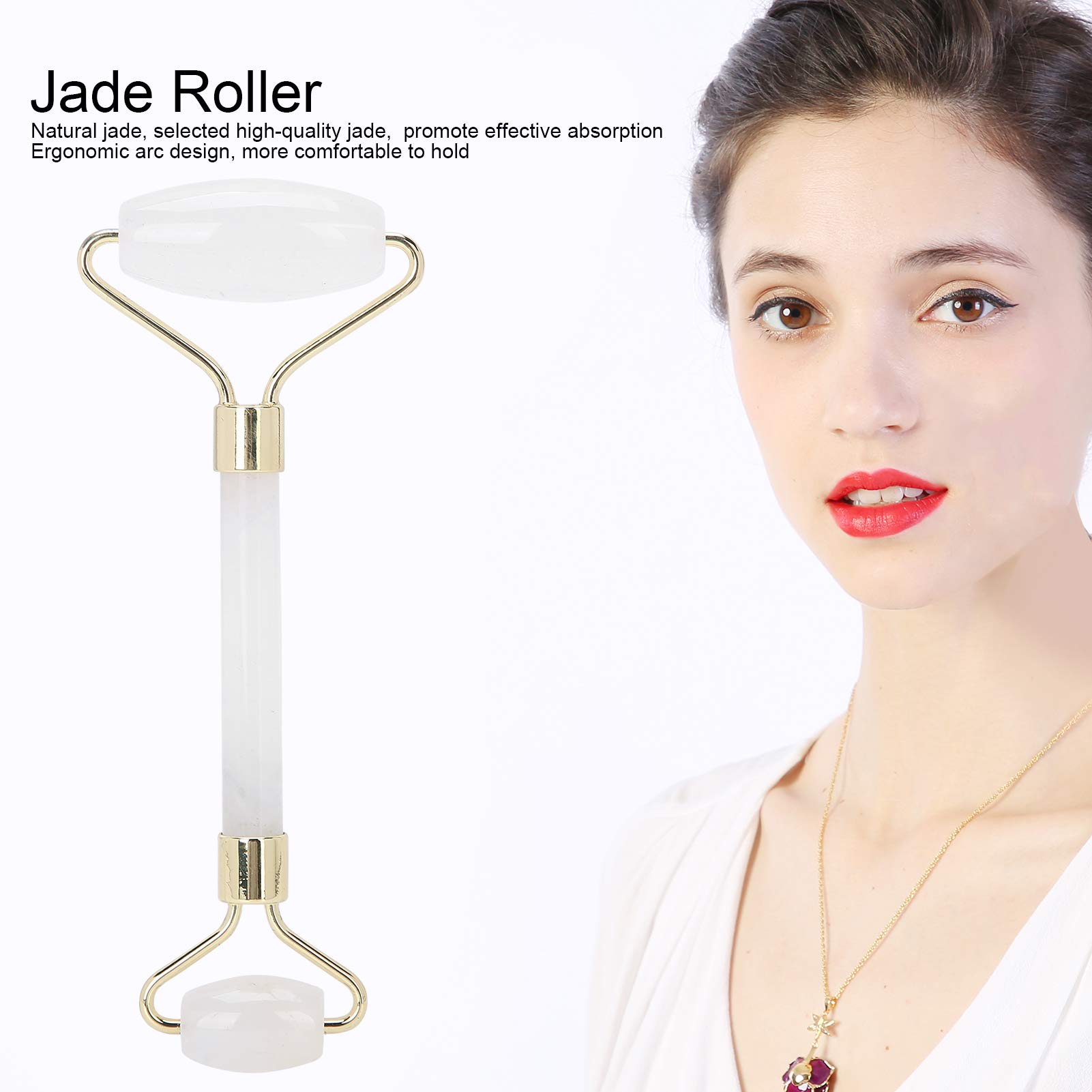 Natural Jade Facial Roller & Massager - Skin Care Tool for Face, Neck, Back & Body - Deep Cleansing & Anti-Aging Benefits - White Crystal Stone (Perfect for Home Spa, Relaxation & Skincare Routine)