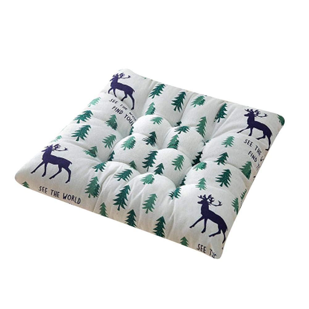 Gokeep 16x16 Inch Printed Chair Cushion with Ties - 100% Cotton Reversible Seat Pad with Polyester Filling - Classic Design for Office Desk, Dining Room, Living Room Chairs - Perfect for Home Decor, Comfortable Seating & Style Enhancement (Style E)
