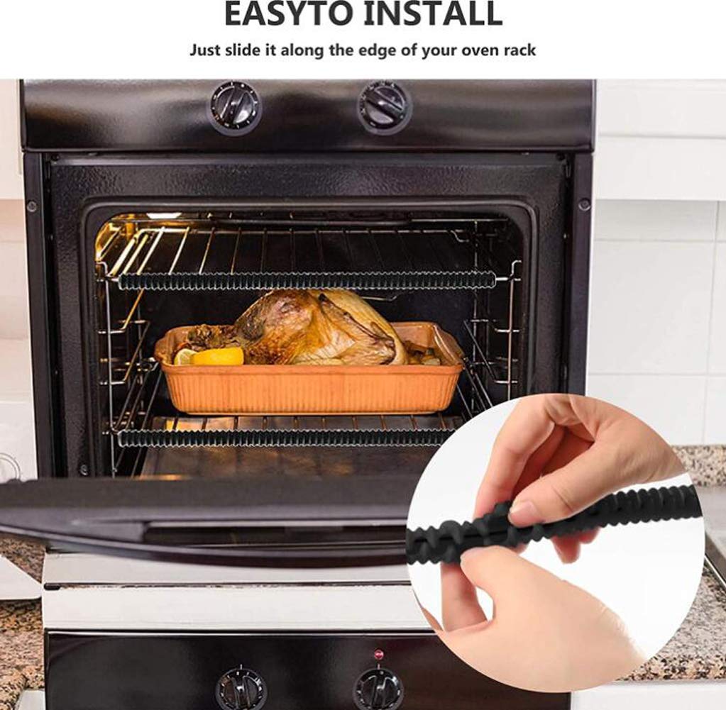 Ericotry 4-Pack Silicone Oven Rack Covers - Heat-Resistant Oven Shelf Protectors, BPA-Free Kitchen Accessories for Burn Prevention & Rack Protection - Perfect for Baking, Roasting & Grilling Safety