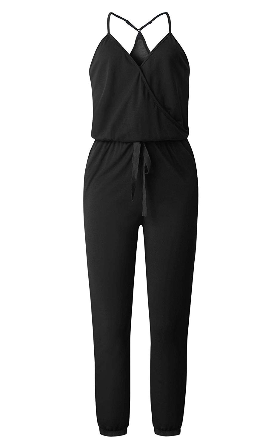 QUEENIE VISCONTI Women's Summer Romper - Casual Long Skinny Jumpsuit with Drawstring for Beach Vacation | Lightweight Playsuit for Outdoor Activities, Travel & Date Nights