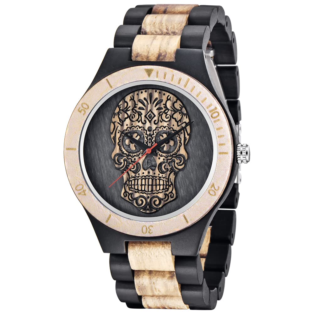 Handmade Wooden Watch for Men - Bamboo Engraved Analog Quartz - Perfect for Outdoor & Casual Wear