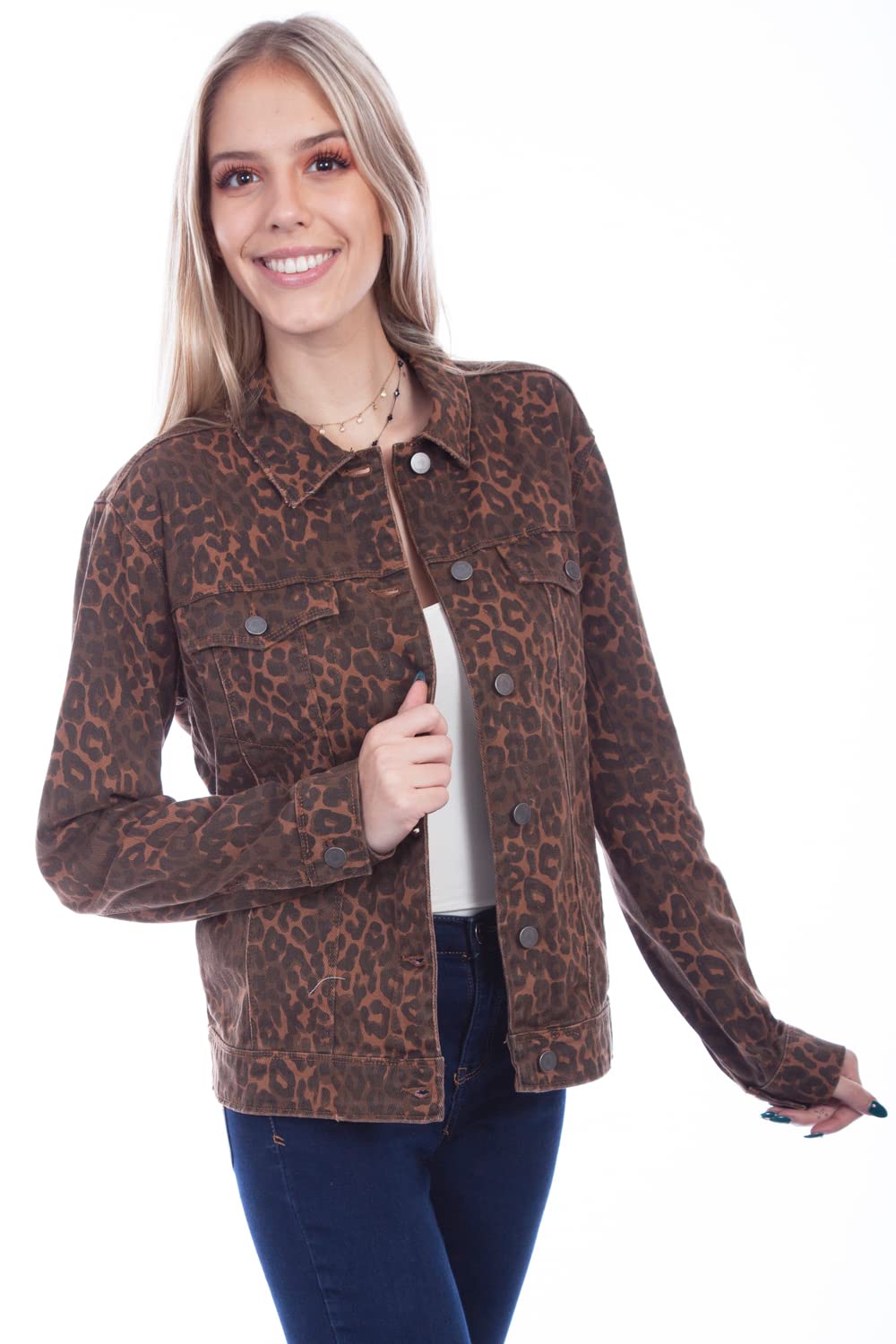 Stylish Women's Leopard Print Denim Jacket - Vintage Inspired Scully Jacket for Casual Outfits & Fall Fashion