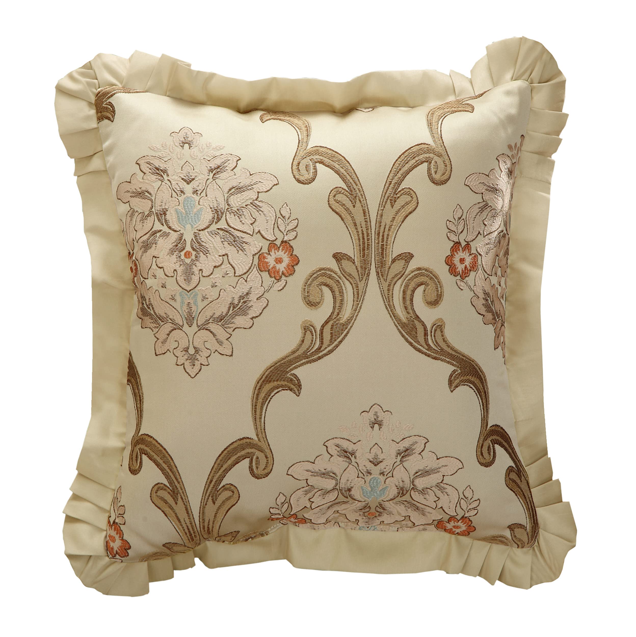 Chic Home Aubrey King Size Comforter Set with Bed Skirt, Shams & 3 Decorative Pillows - Hypoallergenic Jacquard Bedding in Beige | Perfect for Master Bedroom, Guest Room & Luxury Hotel Decor