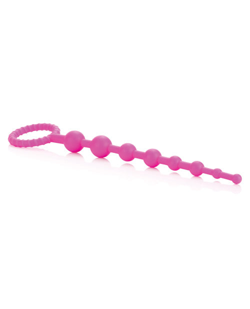 Booty Call X 10 Silicone Anal Beads for Adults - Pink Pleasure Beads for Couples & Solo Play - Perfect for Sensual Massage & Intimate Exploration