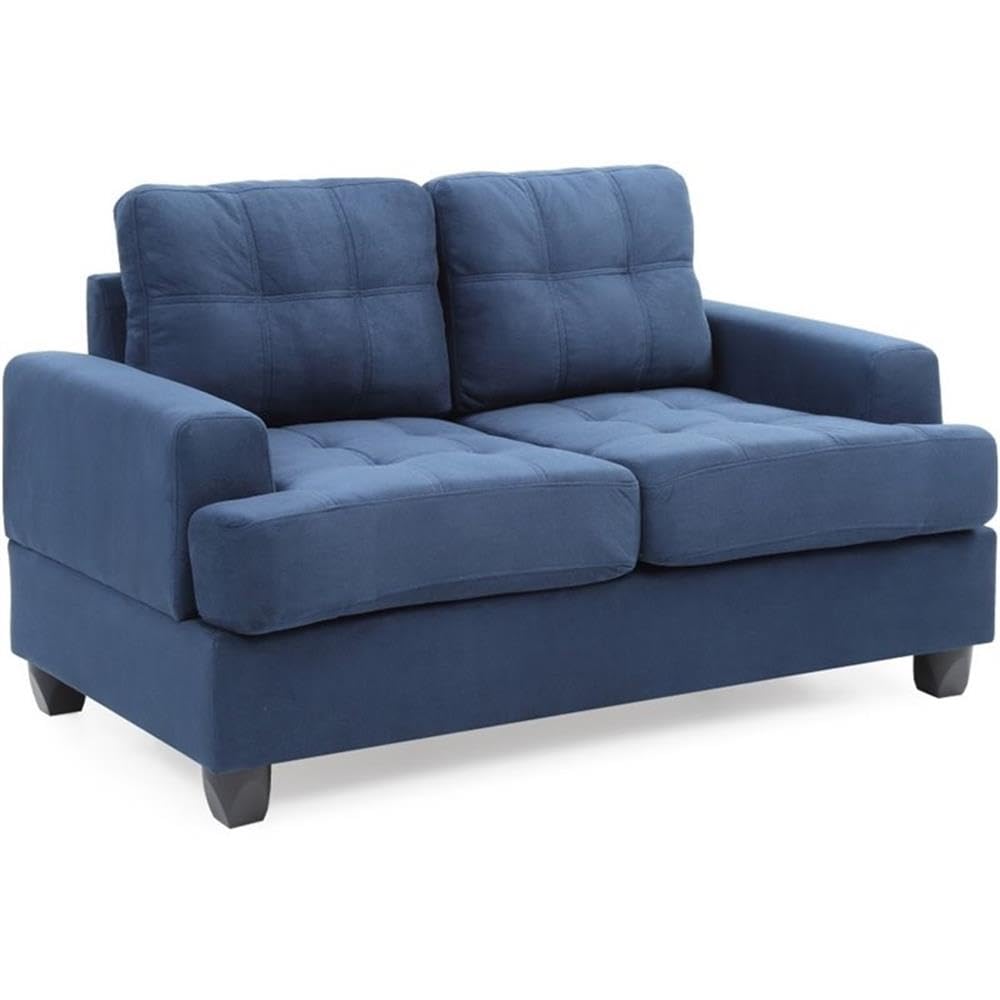 Glory Furniture Sandridge Microsuede Loveseat in Navy Blue - Comfortable Small Sofa for Living Room, Apartment & Office - Perfect for Relaxing, Entertaining & Small Spaces