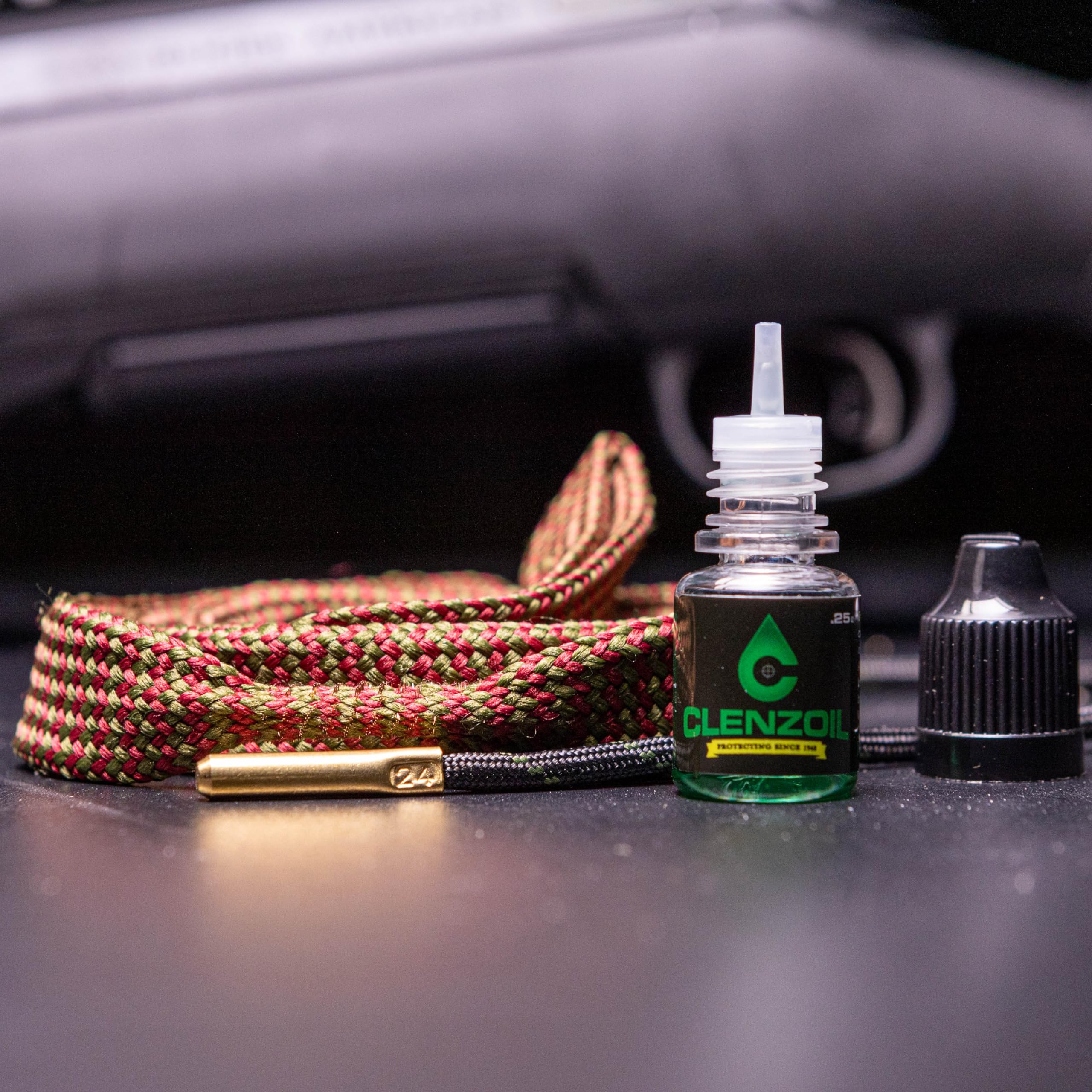 Clenzoil Cobra Bore Cleaning System - Efficient Gun Cleaning Kit for 6mm, 240, 243 & 244 Caliber Rifles - Includes CLP Bore Cleaner, Brass Brush & Cotton Rope - Easy Maintenance for Hunting, Shooting Range & Firearm Care