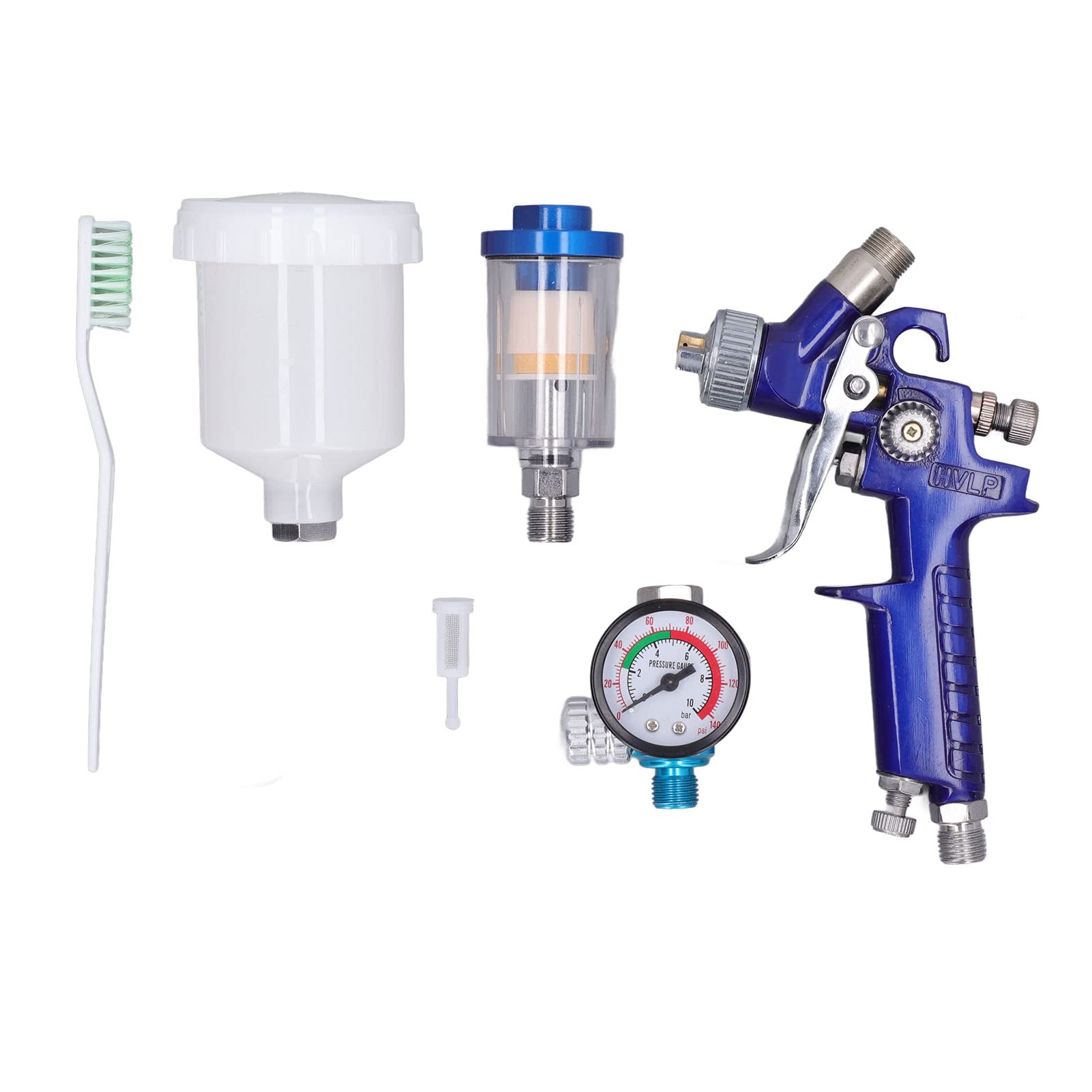 0.8mm Tip HVLP Air Spray Gun Kit with Pressure Regulator & Filter - Professional Automotive Paint Sprayer Set with 125mL Cup - Perfect for Car, Furniture & DIY Painting Projects