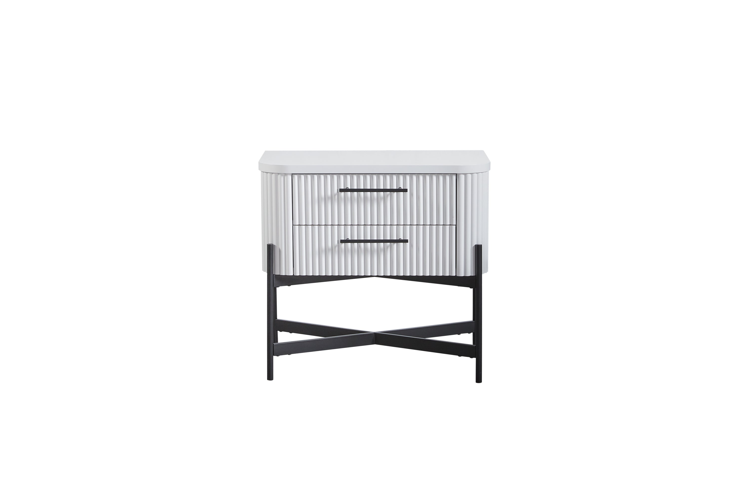 2 Drawer Nightstand with USB Type C Charging - White Modern Bedside Table for Bedroom, Living Room & Office - Compact Storage & Stylish Design