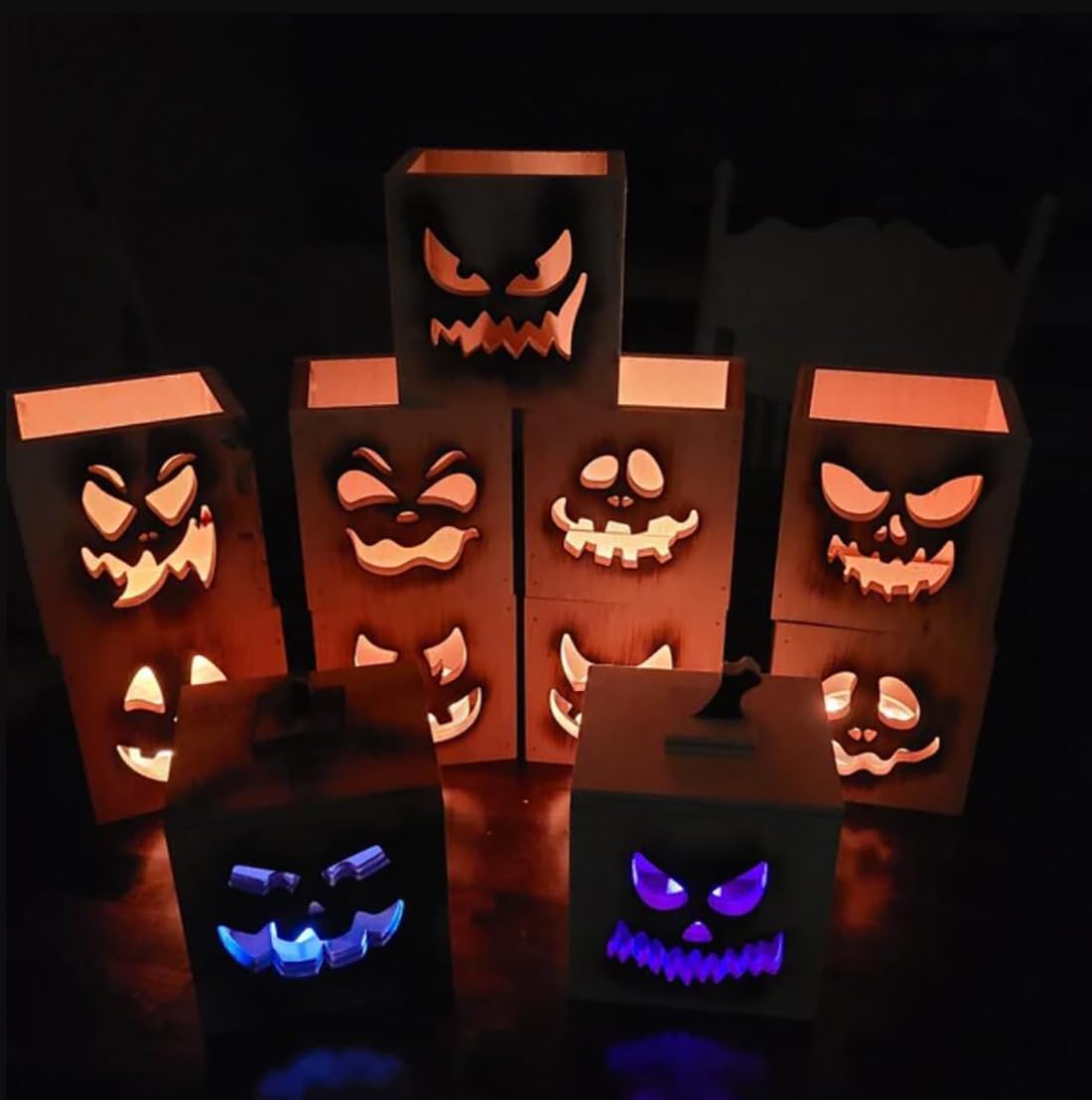 Halloween Pumpkin Face Stencils - 3 Inch Reusable Jack O Lantern Carving Templates for Painting on Wood - Perfect for DIY Halloween Decorations, Party Supplies & Pumpkin Carving