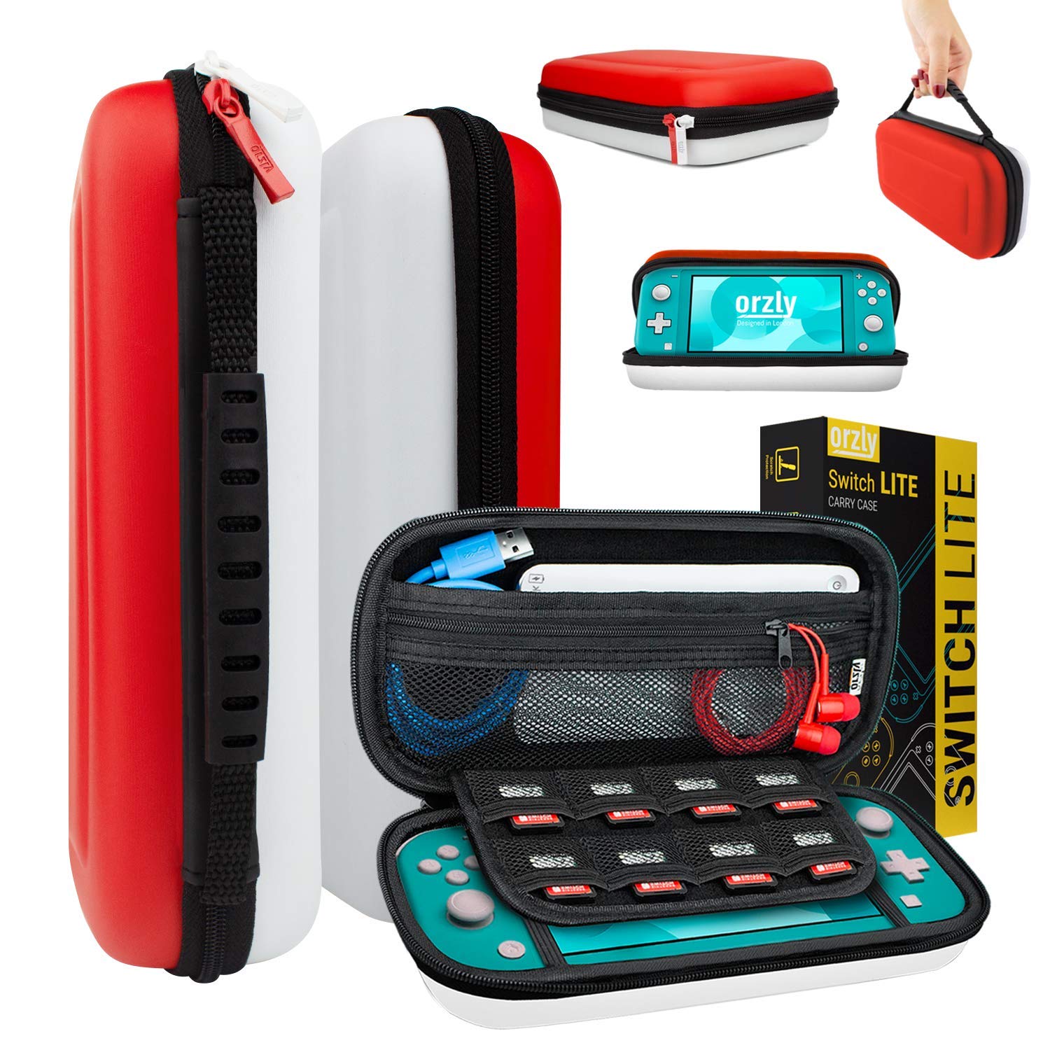Orzly Travel Case for Nintendo Switch Lite - Portable Protective Shell for Nintendo Switch Lite Console | Perfect for Gaming on the Go, Travel & Storage Protection