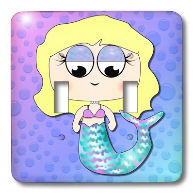 3D Rose Cute Blonde Mermaid Girl with Iridescent Fin & Bubbles - Fantasy Wall Art, Home Decor, Bedroom & Bathroom Decoration - Double Toggle Switch for Light Control