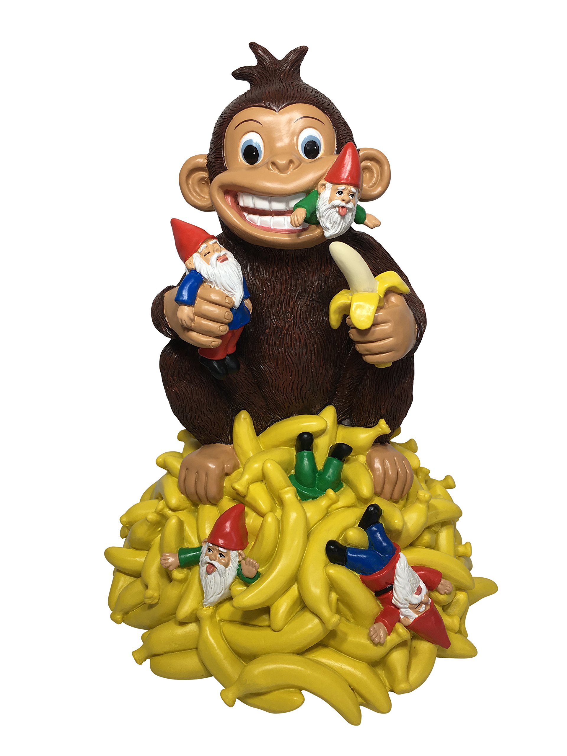 GlitZGlam Miniature Monkey with Bananas & Garden Gnomes - 11 Inch Tall Decorative Figurine for Fairy Gardens, Miniature Landscapes & Outdoor Decor
