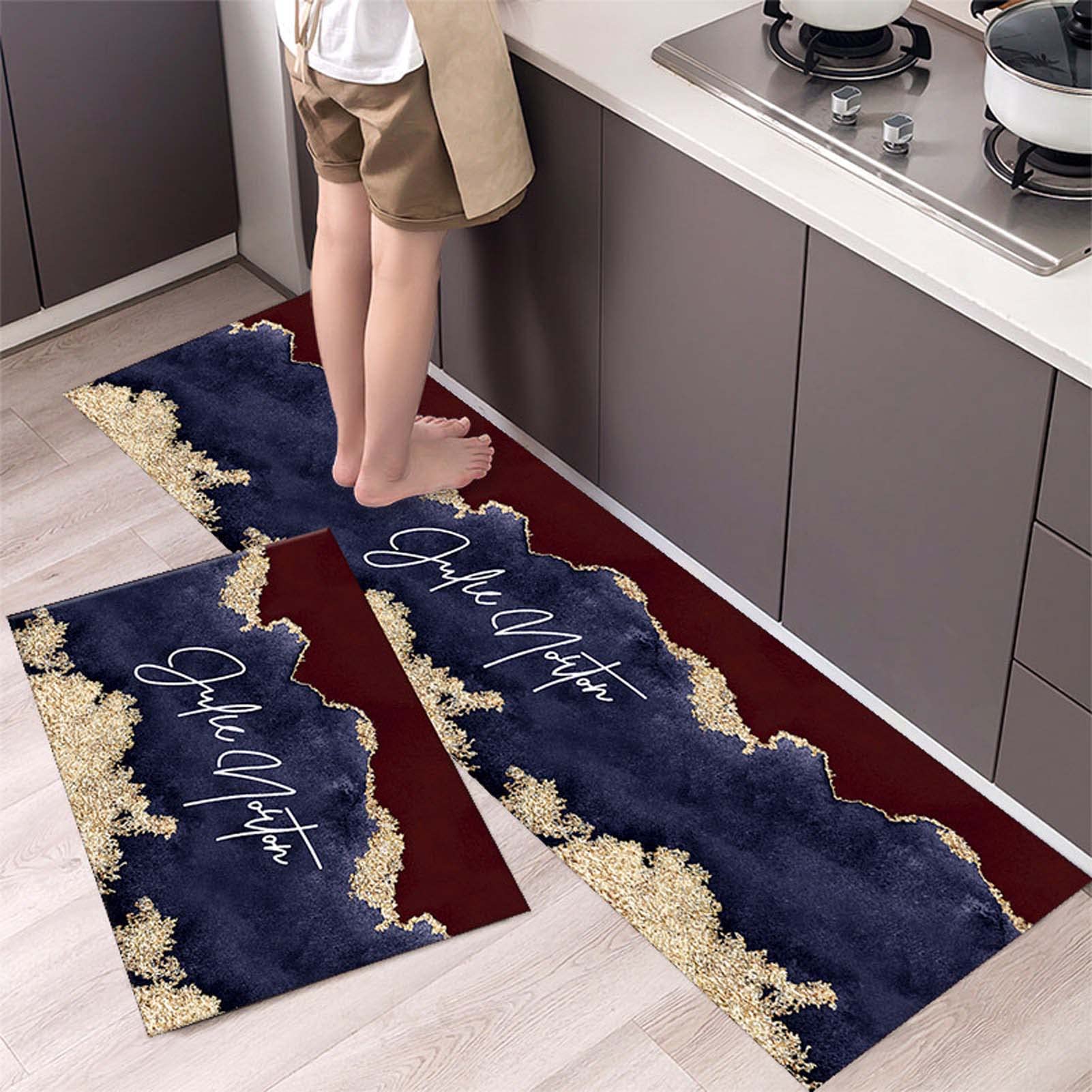 WDAWD Washable Non-Slip Kitchen Rugs Set of 2 - Soft Absorbent Floor Mats for Kitchen, Sink, Laundry, Hallway, Dining Room & Office - Perfect for High Traffic Areas & Spill Protection