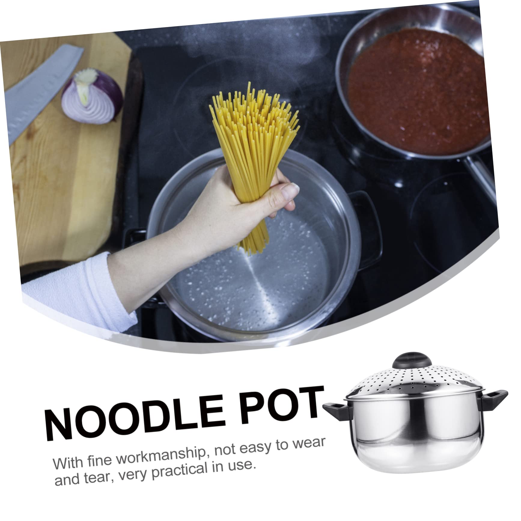 Premium 5 Quart Stainless Steel Pasta Pot with Lid - 24cm Large Cooking Pot for Soup, Stew & Simmering | Durable Stockpot with Handles for Pasta, Noodles & Home Cooking | Ideal for Kitchens, Restaurants & Meal Prep
