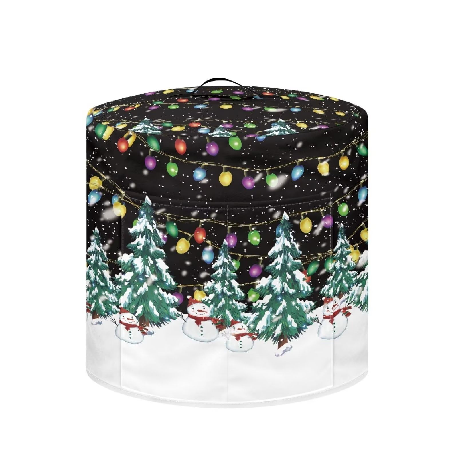 Gomyblomy Christmas Tree Air Fryer Cover - Washable Rice Cooker Protector with Handle & Pocket - Durable Round Pressure Cooker Dust Cover for Holiday Decor - Perfect for Christmas Kitchen Decor & Gift Giving
