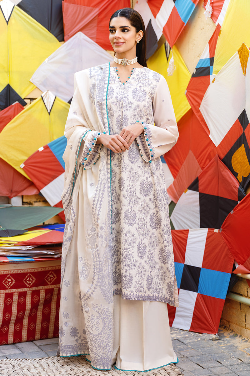 IVORY GLOW 3-Piece Embroidered Lawn Suit for Women | Elegant Summer Outfit for Weddings, Parties & Special Occasions