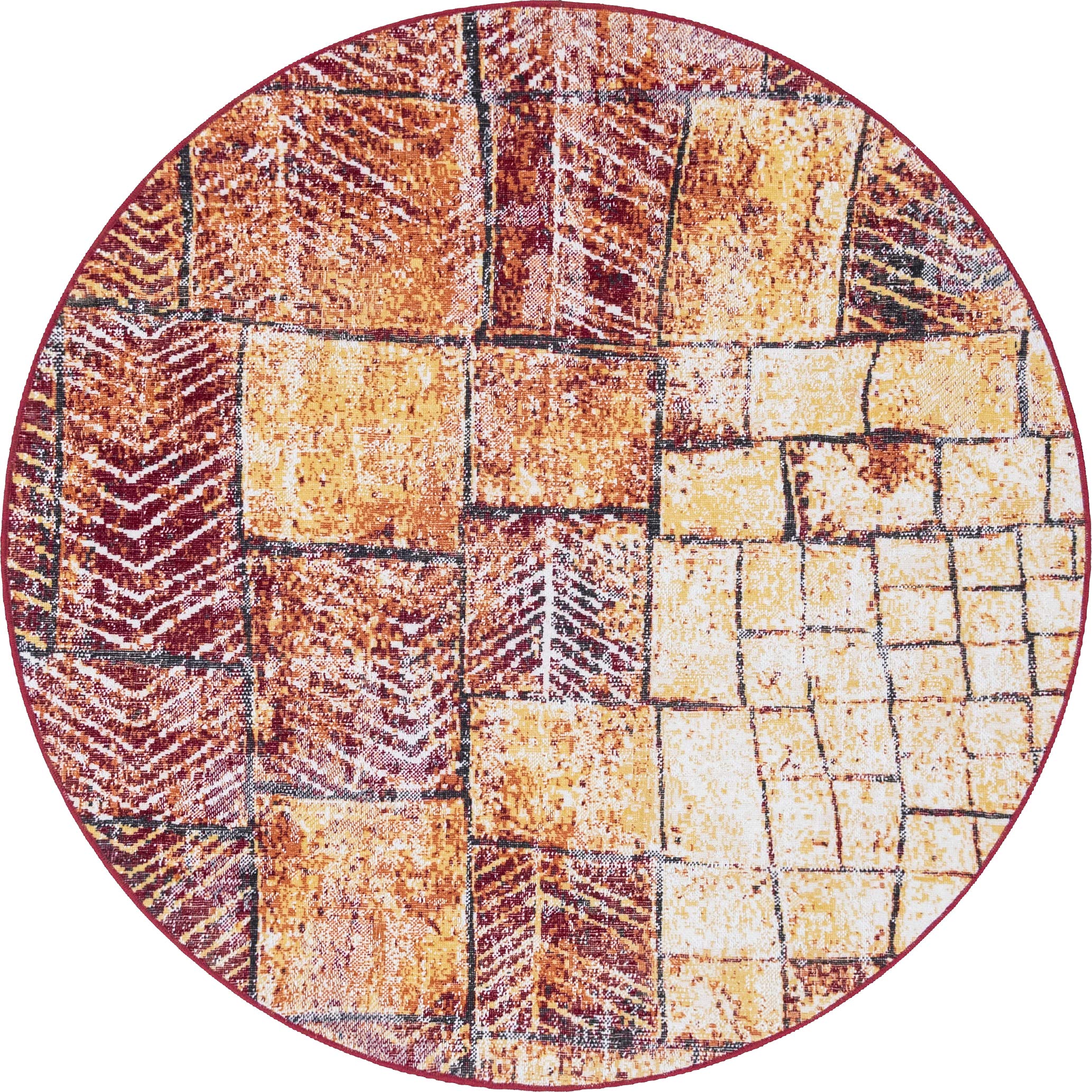 Valencia Collection 5 Ft Round Rust Red Low Pile Rug – Soft & Durable for Kitchens, Dining Rooms & Living Spaces | Perfect for Home Decor & High Traffic Areas