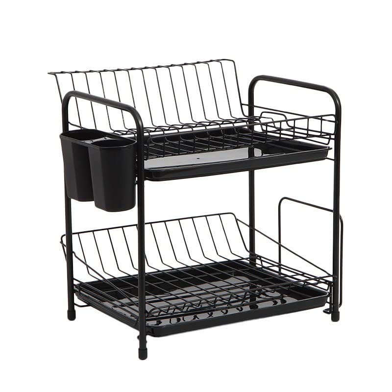 2-Tier Stainless Steel Dish Drying Rack with Drainboard - Rust-Proof Kitchen Utensil Holder & Cutting Board Storage - Perfect for Meal Prepping, Food Storage, and Countertop Organization