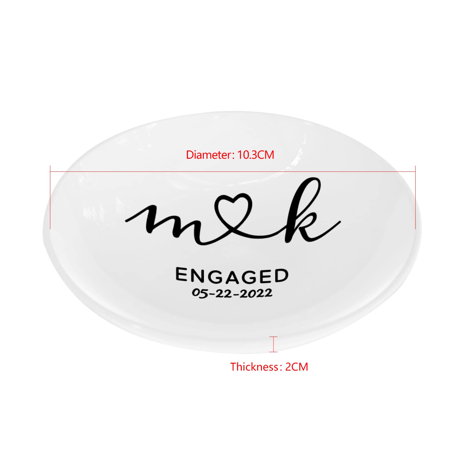 Personalized Wedding Ring Dish - Custom Engraved Ceramic Jewelry Tray with Name & Date - Elegant Ring Holder Box & Trinket Tray - Perfect Engagement Gift for Bride, Bridesmaids & Women (Great for Wedding, Anniversary & Proposal Scenes)