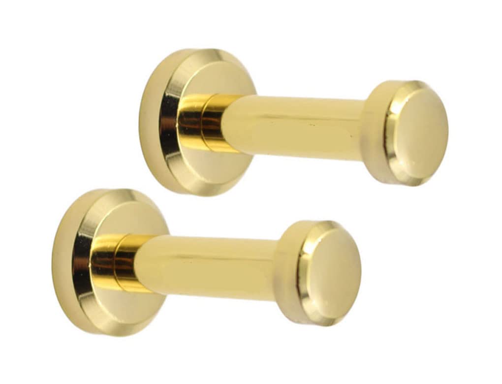 Gold Robe Towel Hook - Heavy Duty Brass Bathroom Wall Hook for Robes, Hand Towels & Clothes (2 Pack) - Perfect for Bathroom, Cloakroom & Bedroom Organization