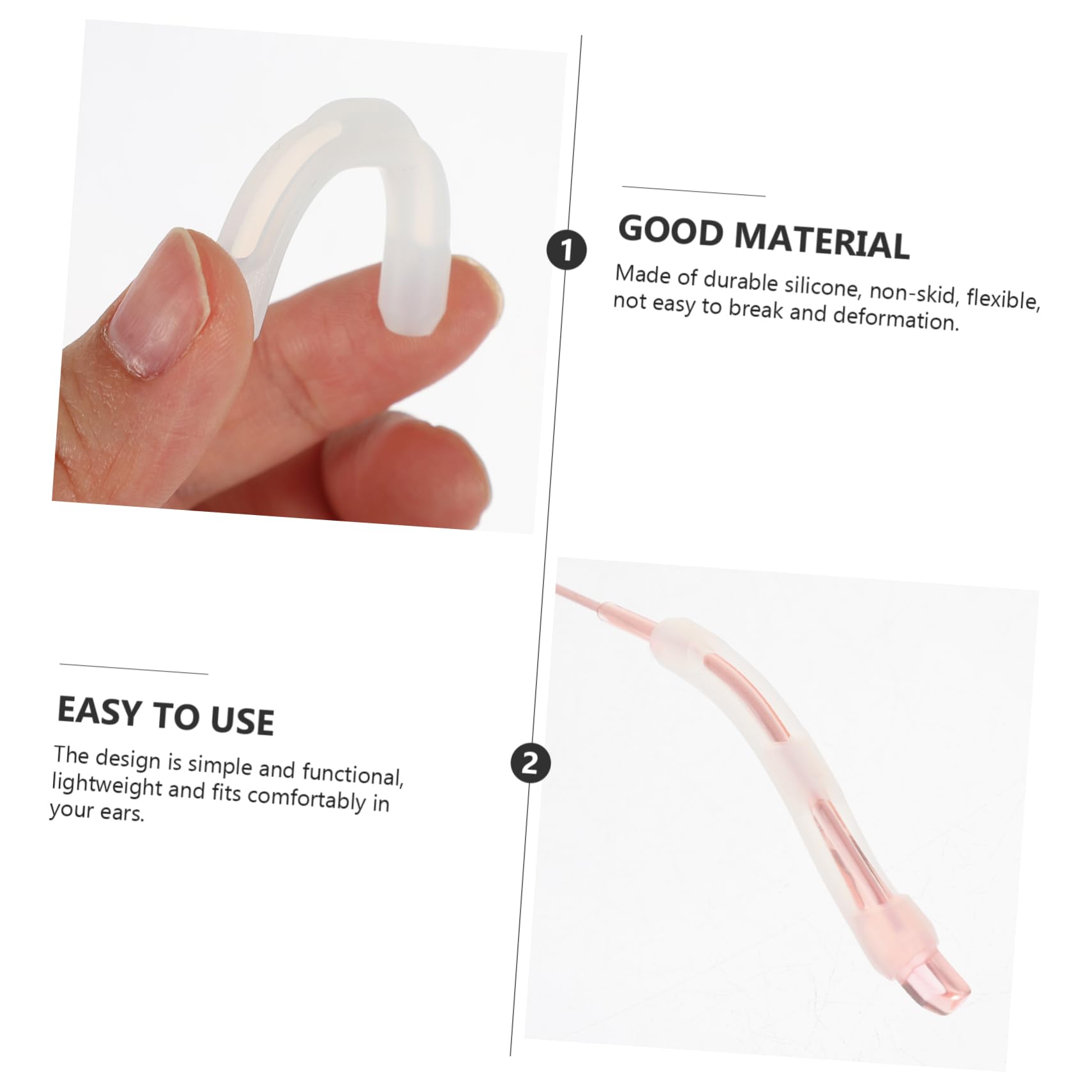 PLAFOPE Silicone Glasses Ear Hooks - Non-Slip Glasses Temple Tips, White Soft Silicone Glasses Grips for Secure Fit - Perfect for Reading, Sports & Daily Wear Glasses Accessories