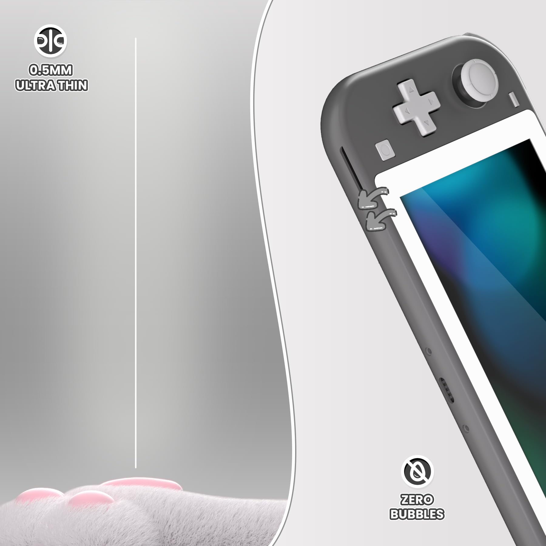 eXtremeRate 2-Pack Tempered Glass Screen Protector for Nintendo Switch Lite - Anti-Scratch, Anti-Fingerprint, Shatterproof, Bubble-Free (White) - Perfect for Gaming Protection and Travel Use