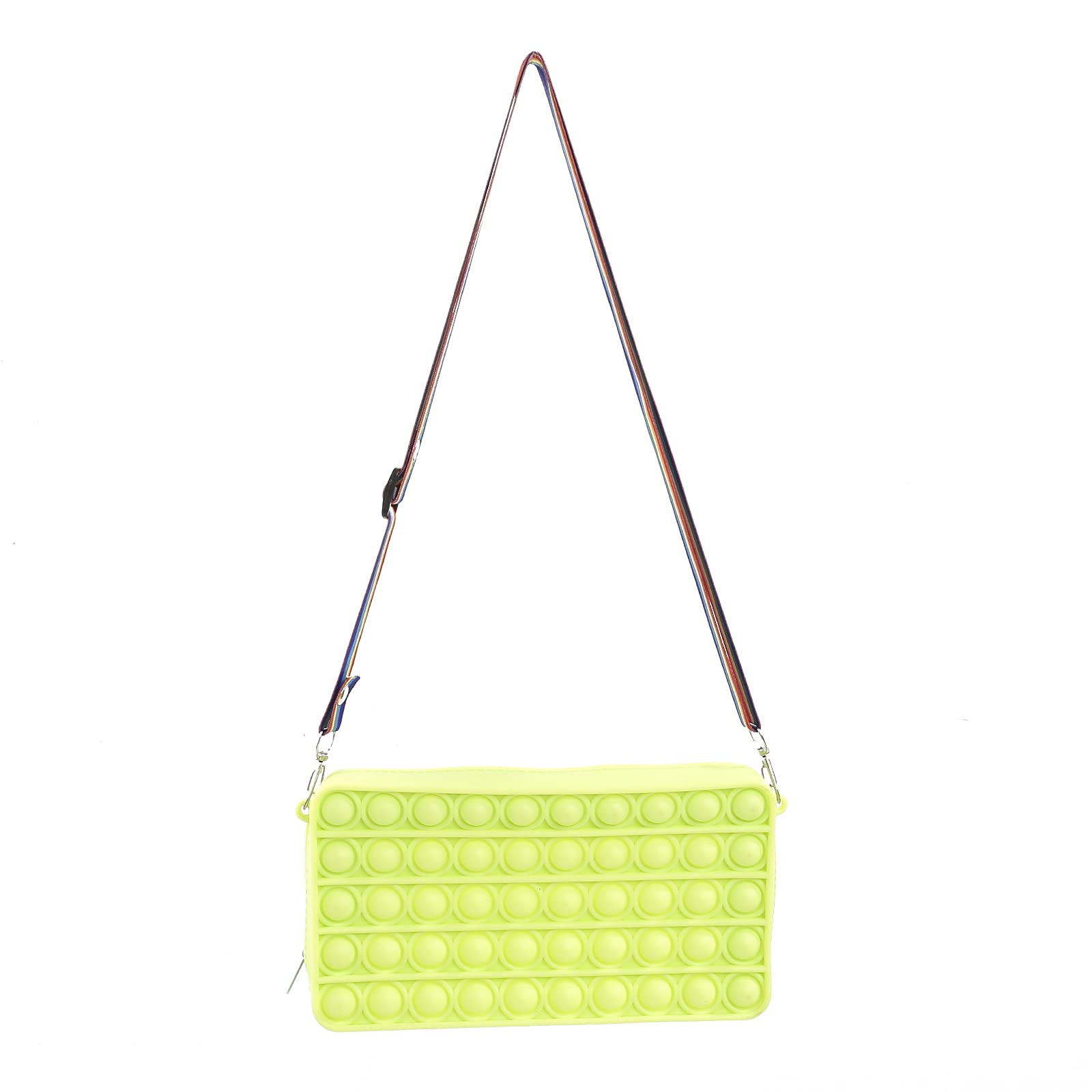2 in 1 Pop Fidget Sensory Toy & Crossbody Bag for Women - Stress Relief Silicone Bubble Popper Purse with Adjustable Strap, Light Green Rectangle Design - Perfect for Anxiety Relief, Travel & Everyday Use