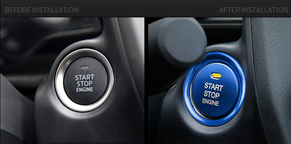 Blue Aluminum Keyless Engine Push Start Button with Decoration Ring for Mazda 3 & 6 - Upgrade Your Car Ignition System for Enhanced Driving Experience