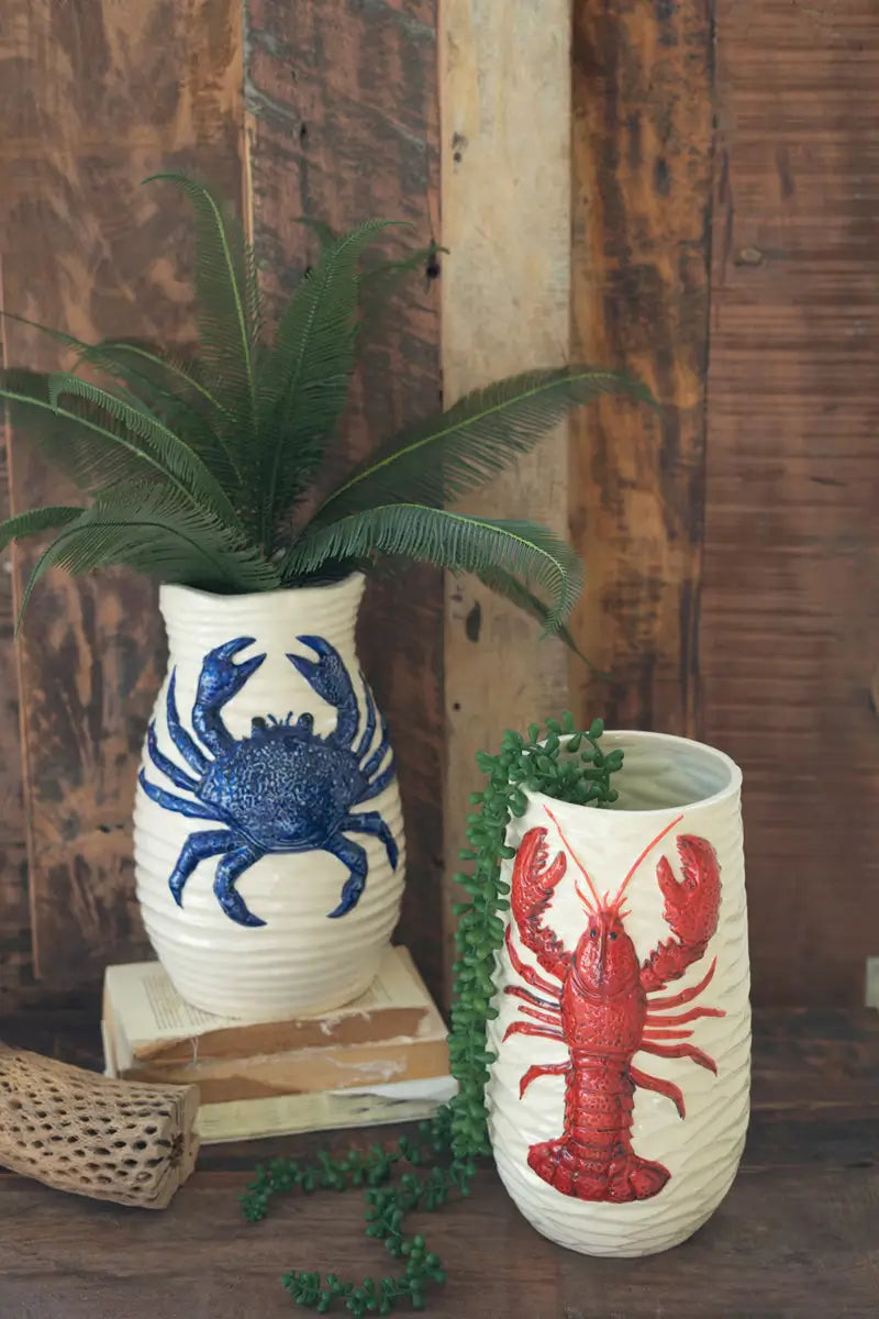 Handmade Ceramic Lobster Vase - Unique Home Decor & Gift for Beach House, Coastal Living Room, or Seafood Restaurant Decoration