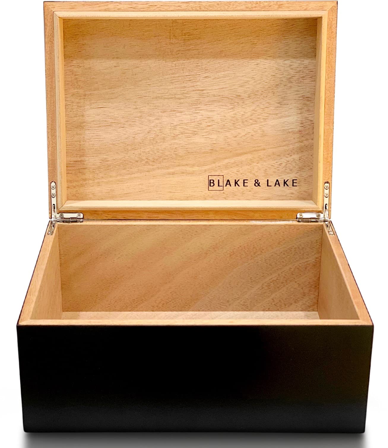 Large Wooden Keepsake Box with Hinged Lid - Decorative Black Wood Storage Box for Jewelry, Photos & Memorabilia | Wedding, Anniversary & Home Decor Gift