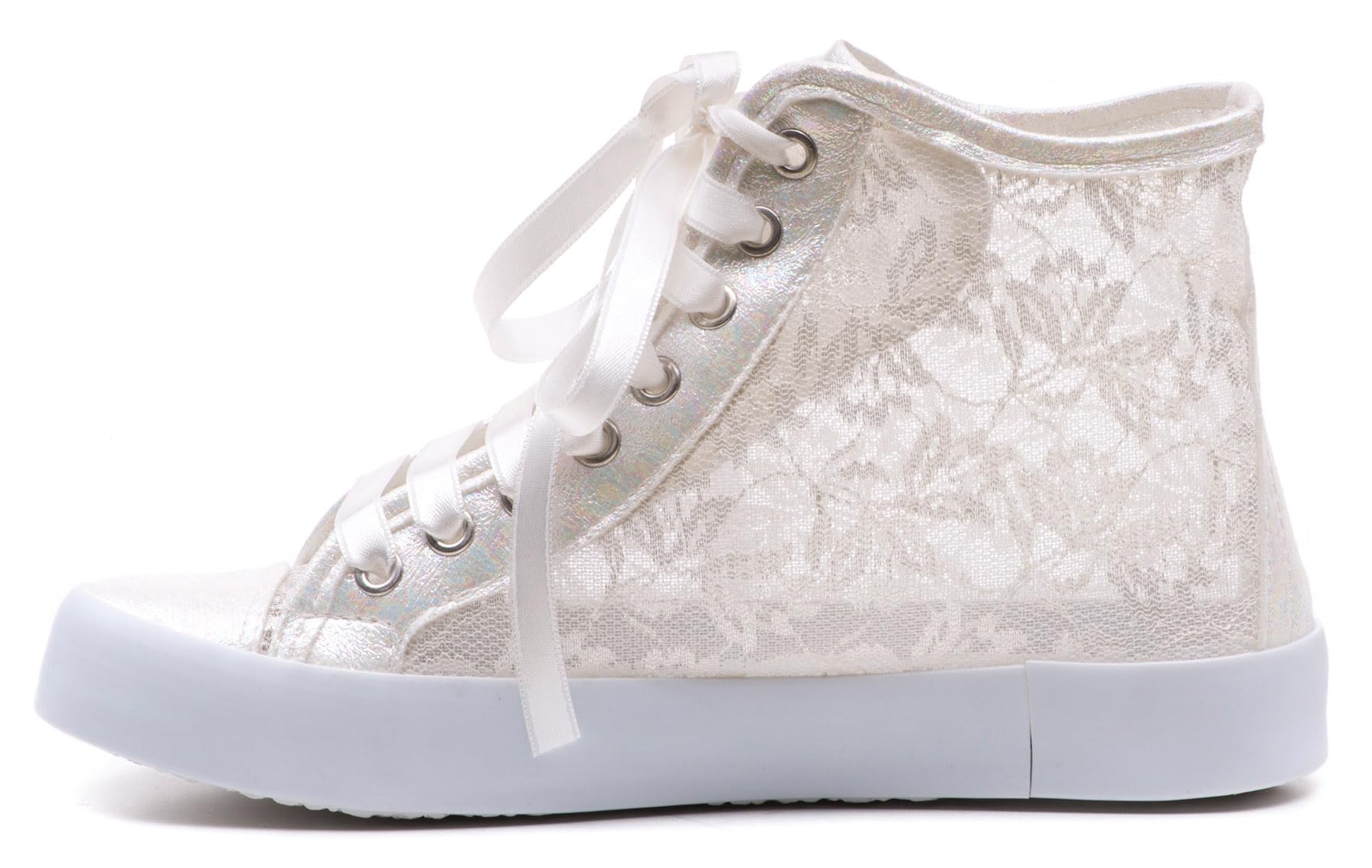 Custom Lace Bridal Wedding Sneakers for Bride - Comfortable Personalized Bridal Shoes Size 43 EUR / 11 US - Perfect for Wedding Ceremony, Reception & Honeymoon