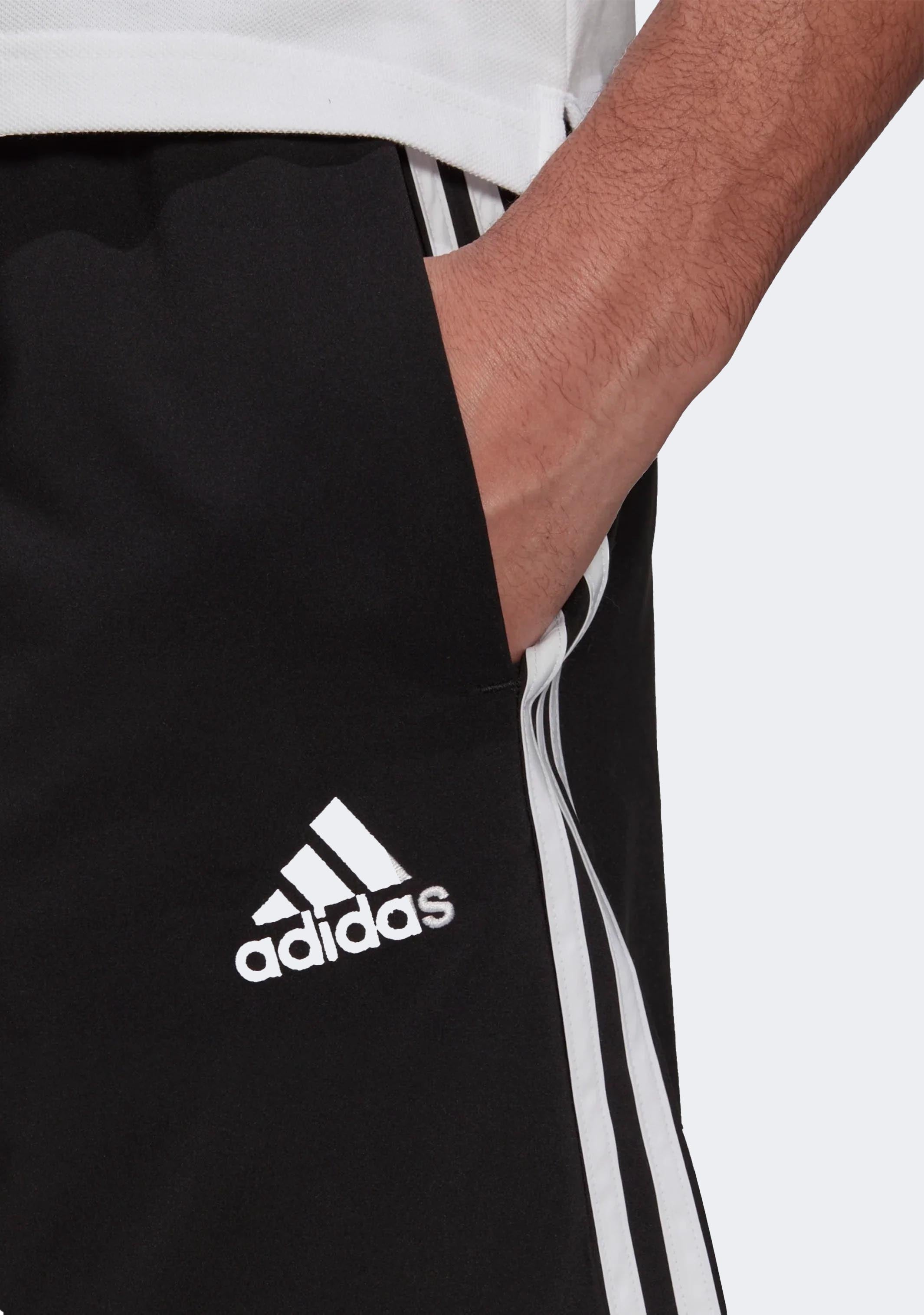 Adidas Men's Aeroready Essentials 3-Stripe Chelsea Shorts - Black | Moisture-Wicking Athletic Shorts for Running, Gym & Casual Wear