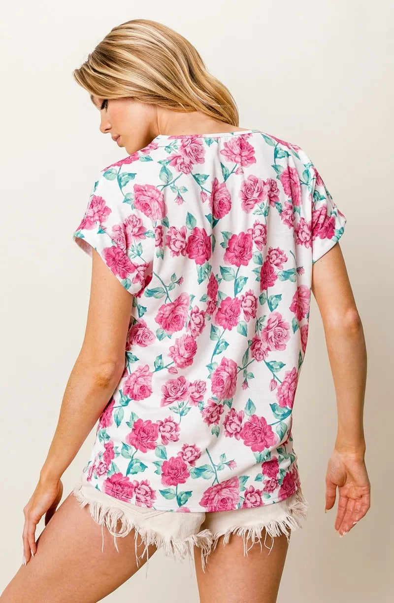 BiBi Rose Printed Poly Span with Crochet Lace Top - Elegant Floral Lingerie for Women | Perfect for Valentine's Day, Bridal Shower & Romantic Occasions