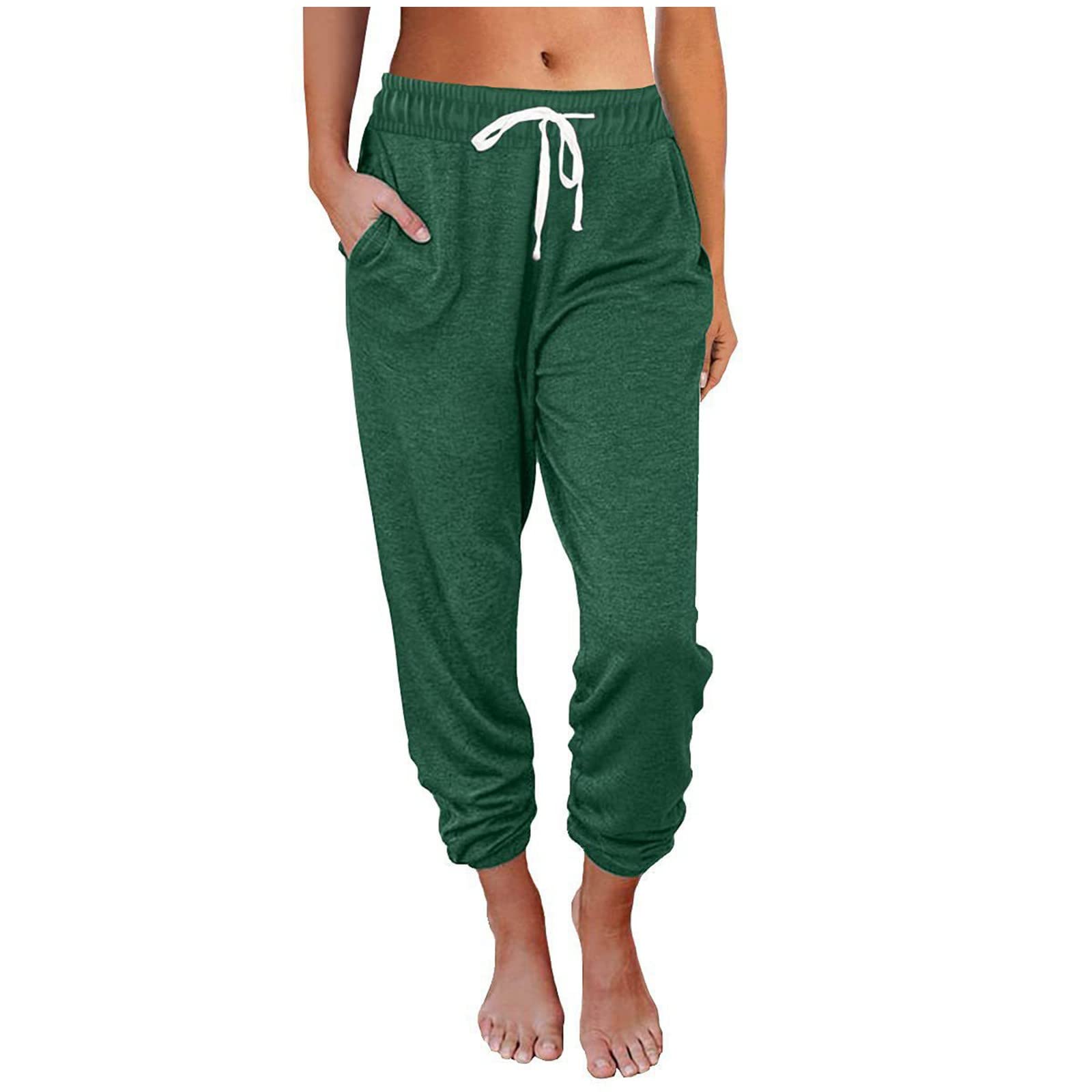 Women's Solid Color Sweatpants with Drawstring - Elastic Waist Jogger Pants for Workout & Casual Wear | Comfortable Lounge Pants with Pockets & Cuffed Hem | Perfect for Yoga, Running, Gym and Home Relaxation
