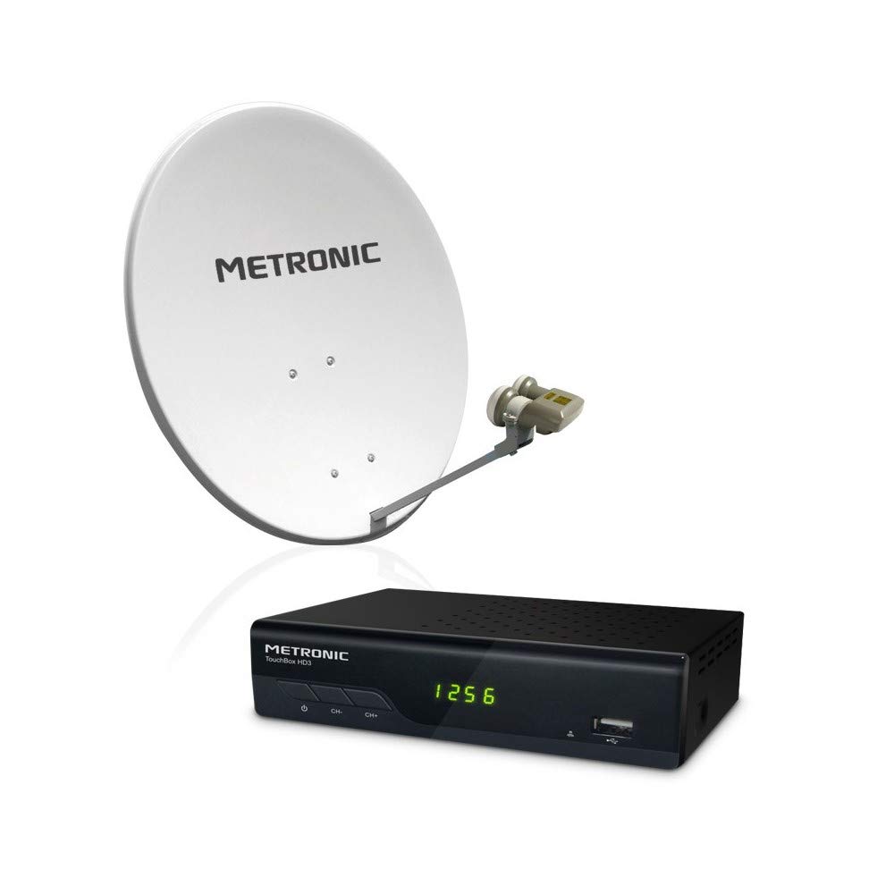Metronic 498268 Calysta 80cm White Steel Satellite Dish with Monoblock LNB - Perfect for HD TV Reception in Residential & Commercial Buildings