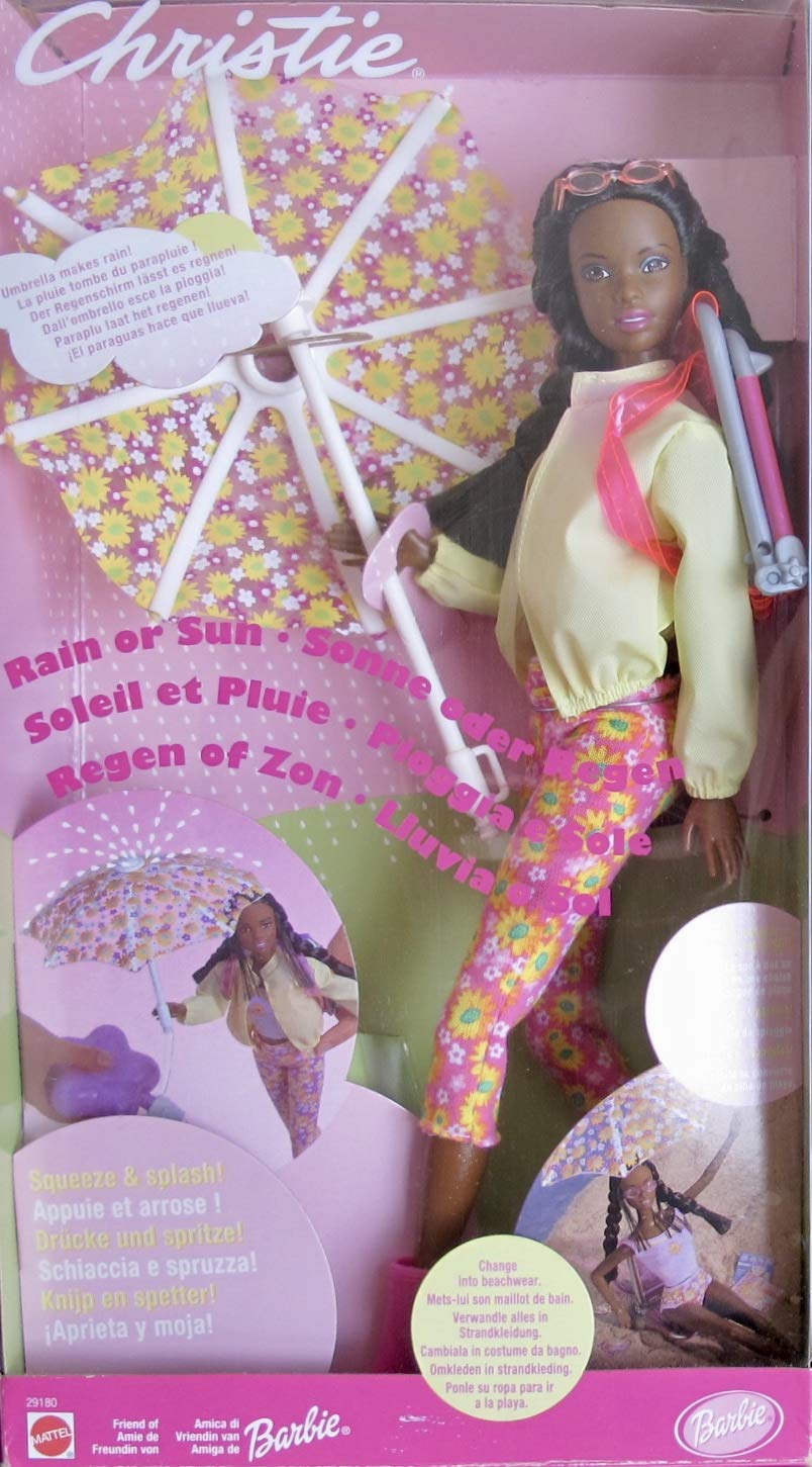 Barbie Christie Rain or Sun Doll with Umbrella, Backpack, Beach Chair & Accessories (2000) - Perfect for Beach Trips, Poolside Play & Outdoor Adventures