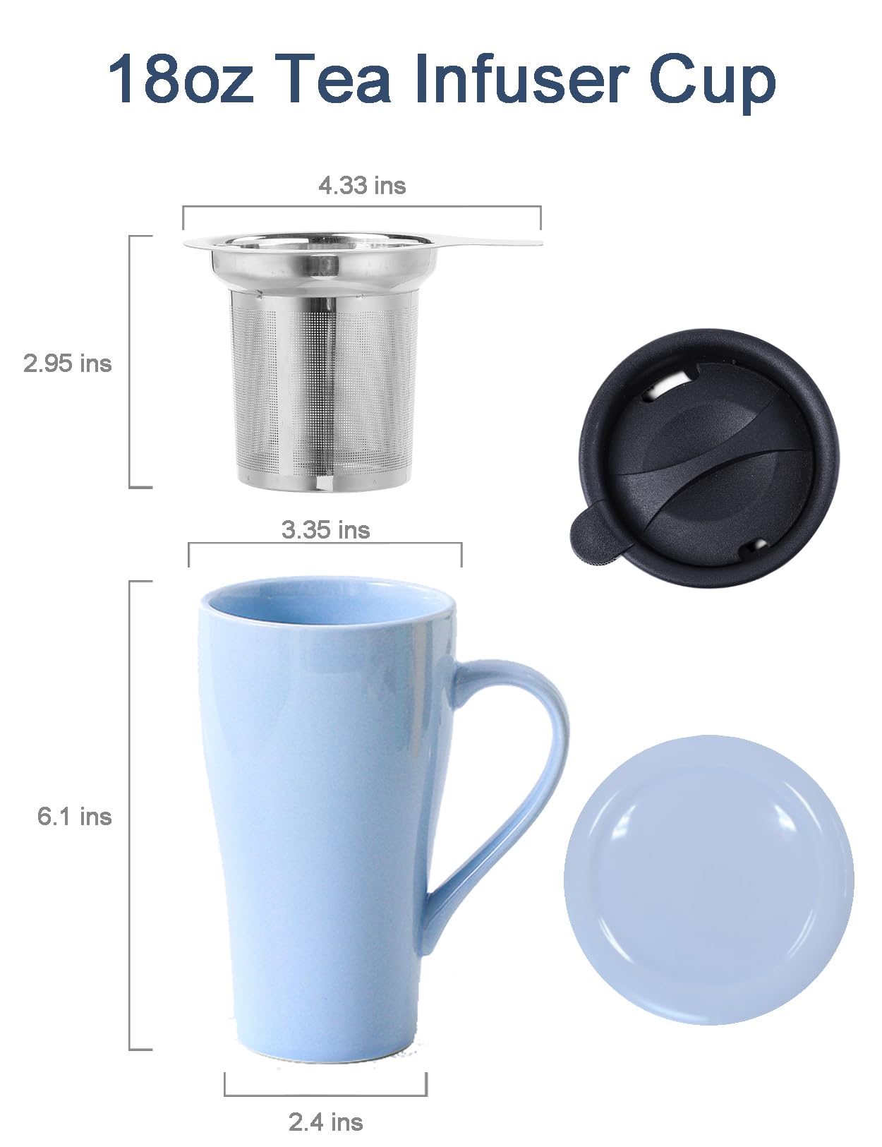 18oz Ceramic Tea Cup with Infuser & Lid - Large Steeping Mug with Silicone Cover - Microwave & Dishwasher Safe - Perfect for Home, Office, Tea Lovers (Lilac) | Enjoy Loose Leaf Tea at Work or Relaxing Moments at Home