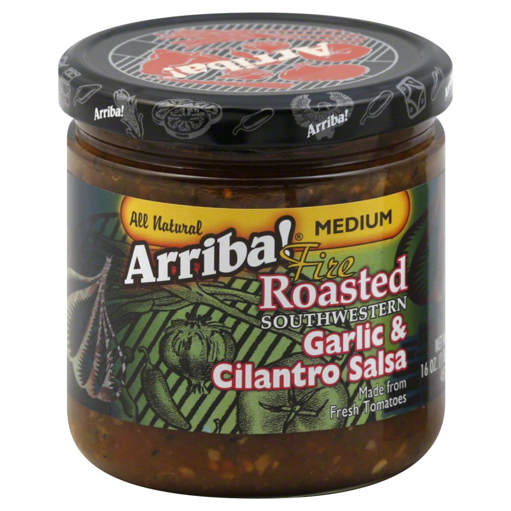 Authentic Fire Roasted Southwestern Garlic & Cilantro Salsa - 16 oz (Pack of 24) - Premium Mexican Salsa for Tacos, Nachos, Chips & Party Dips