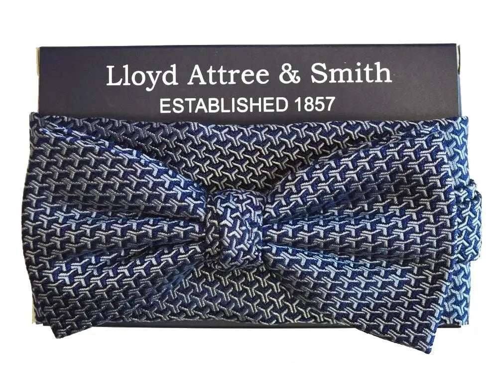 L.A. Smith Premium Blue Silk Bow Tie & Pocket Square Set - Elegant Formal Accessories for Weddings, Prom & Business Events